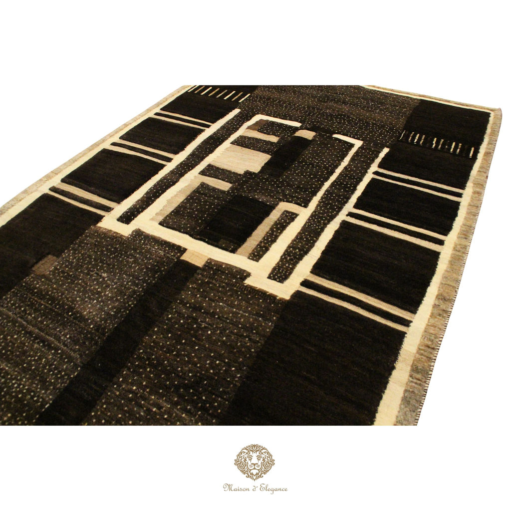 Alfombra Moderna Lana Degradado Tonos Neutros Hecha a Mano 229 x 162 cm