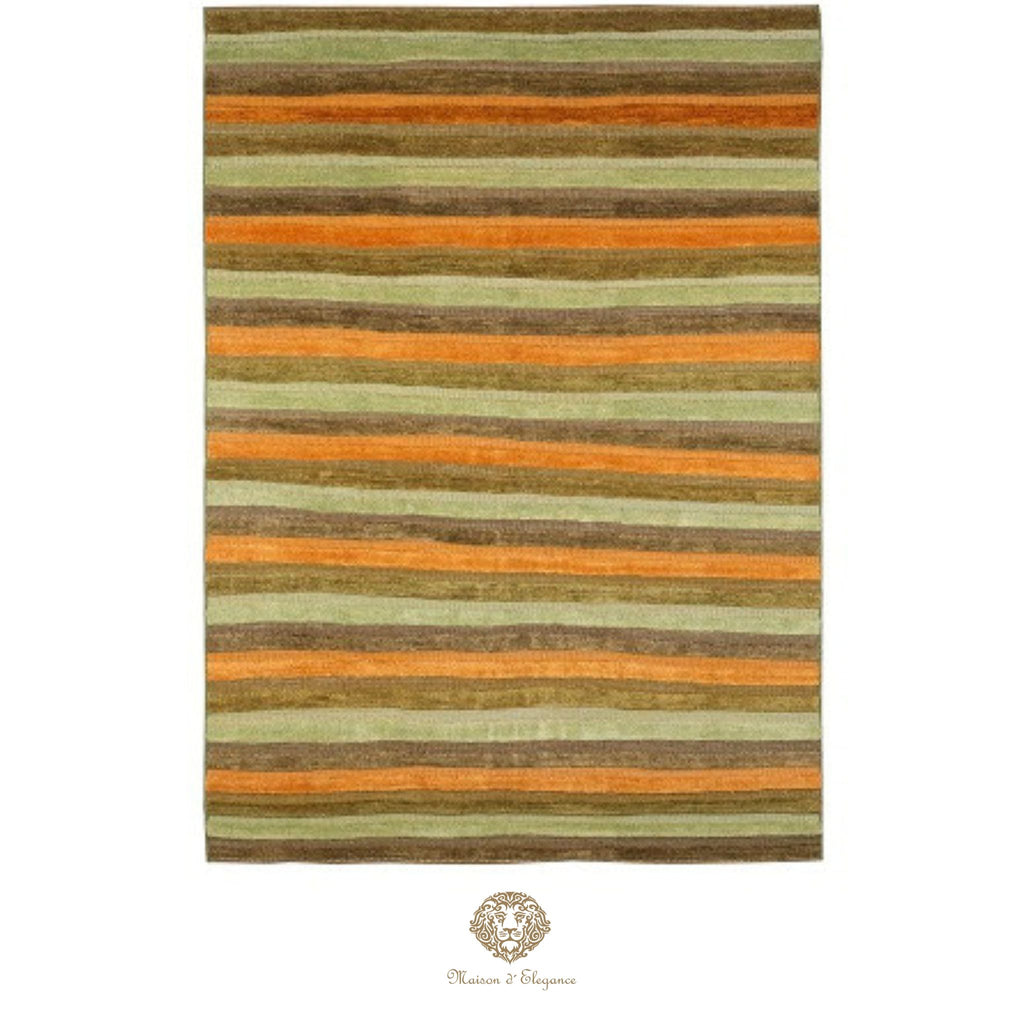 Alfombra Lana Moderna a Rayas | Diseño Geométrico Tejida a Mano 206 x 150 cm
