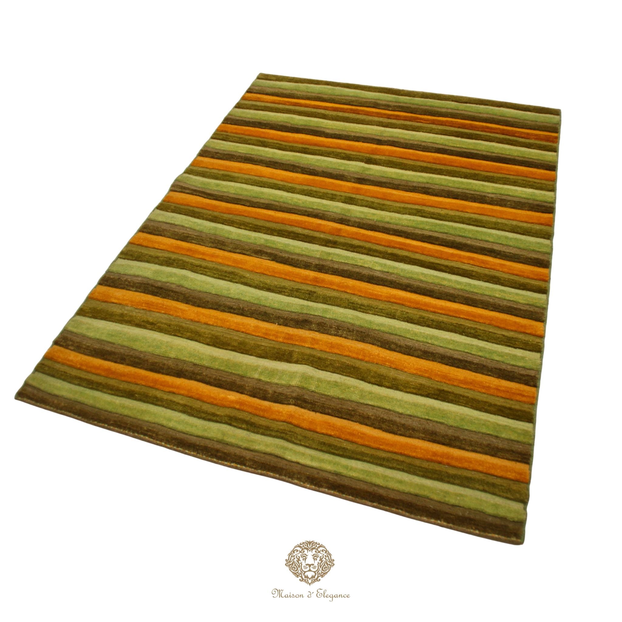 Alfombra Lana Moderna a Rayas | Diseño Geométrico Tejida a Mano 206 x 150 cm