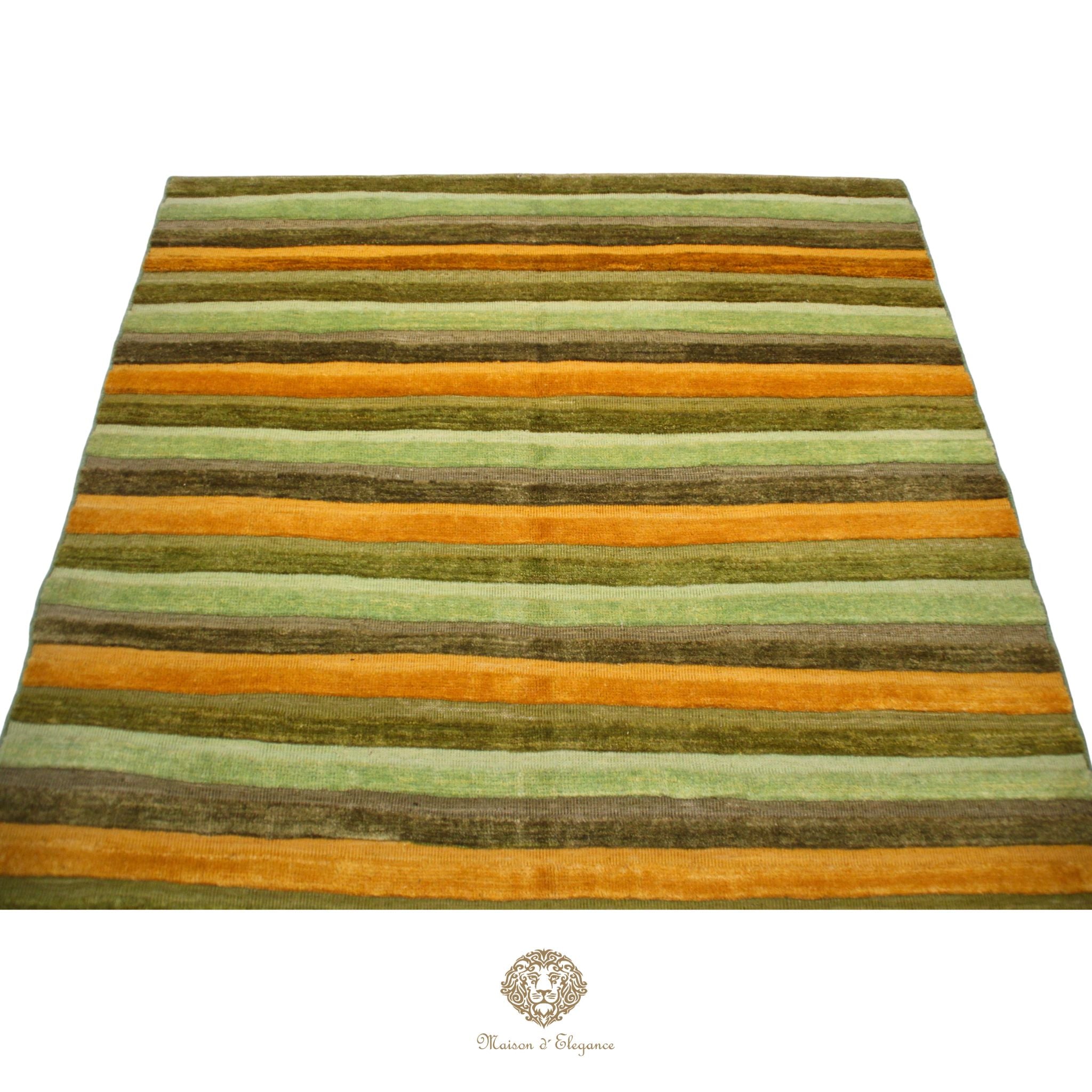 Alfombra Lana Moderna a Rayas | Diseño Geométrico Tejida a Mano 206 x 150 cm