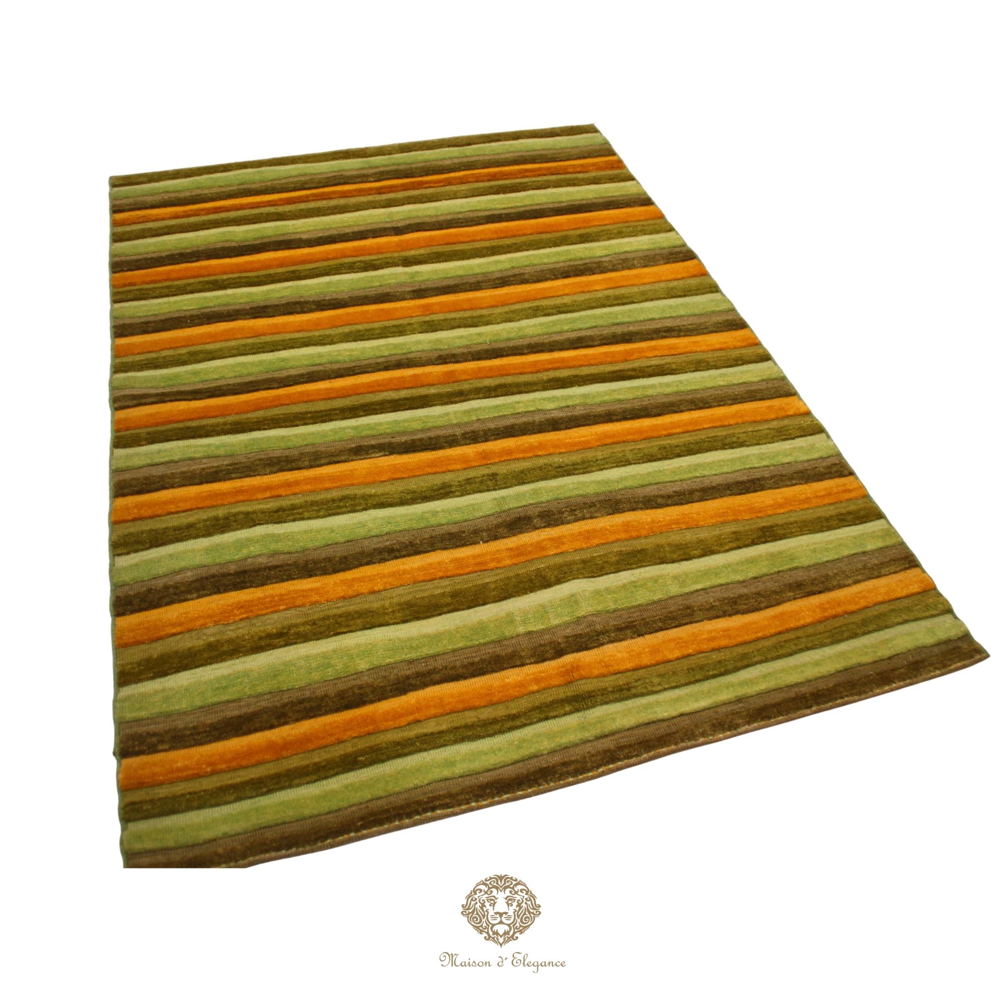 Alfombra Lana Moderna a Rayas | Diseño Geométrico Tejida a Mano 206 x 150 cm