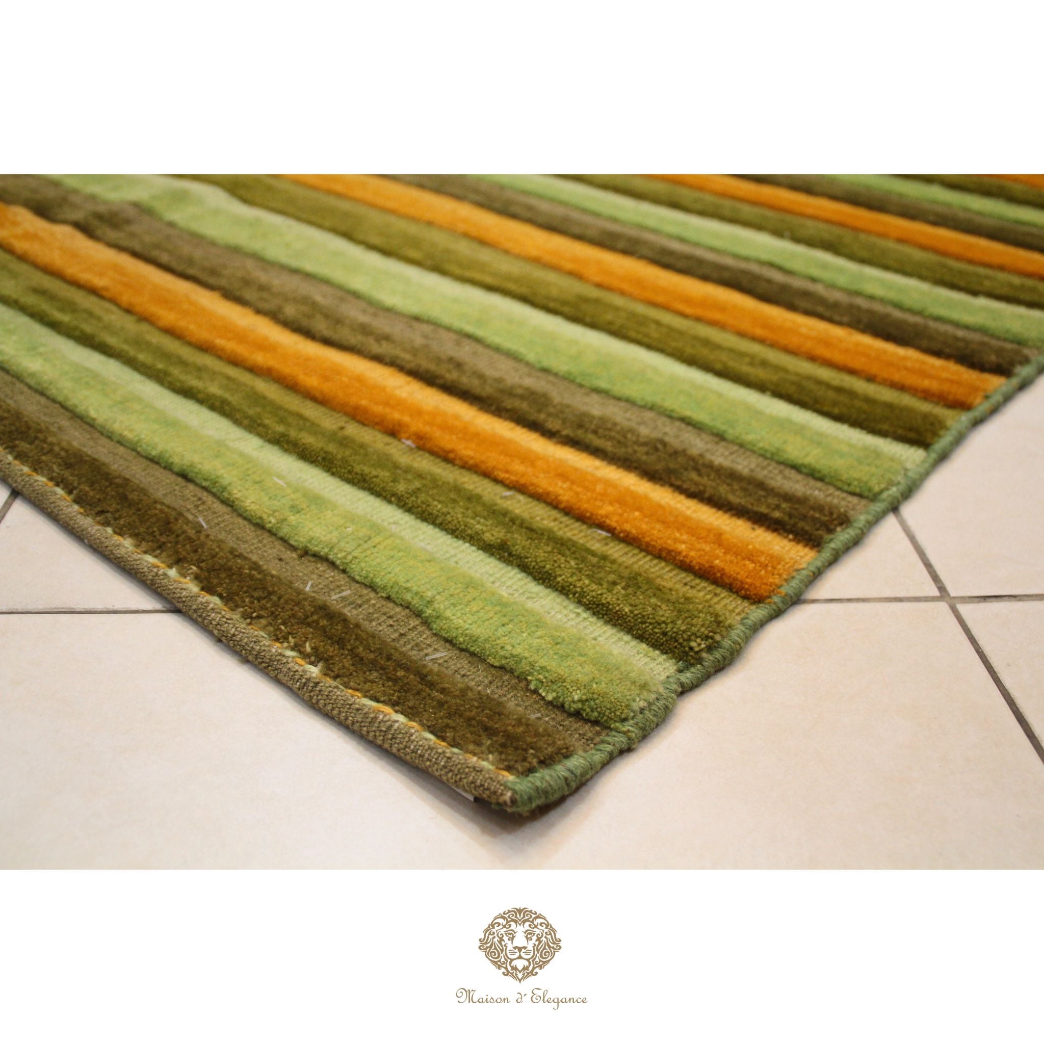 Alfombra Lana Moderna a Rayas | Diseño Geométrico Tejida a Mano 206 x 150 cm