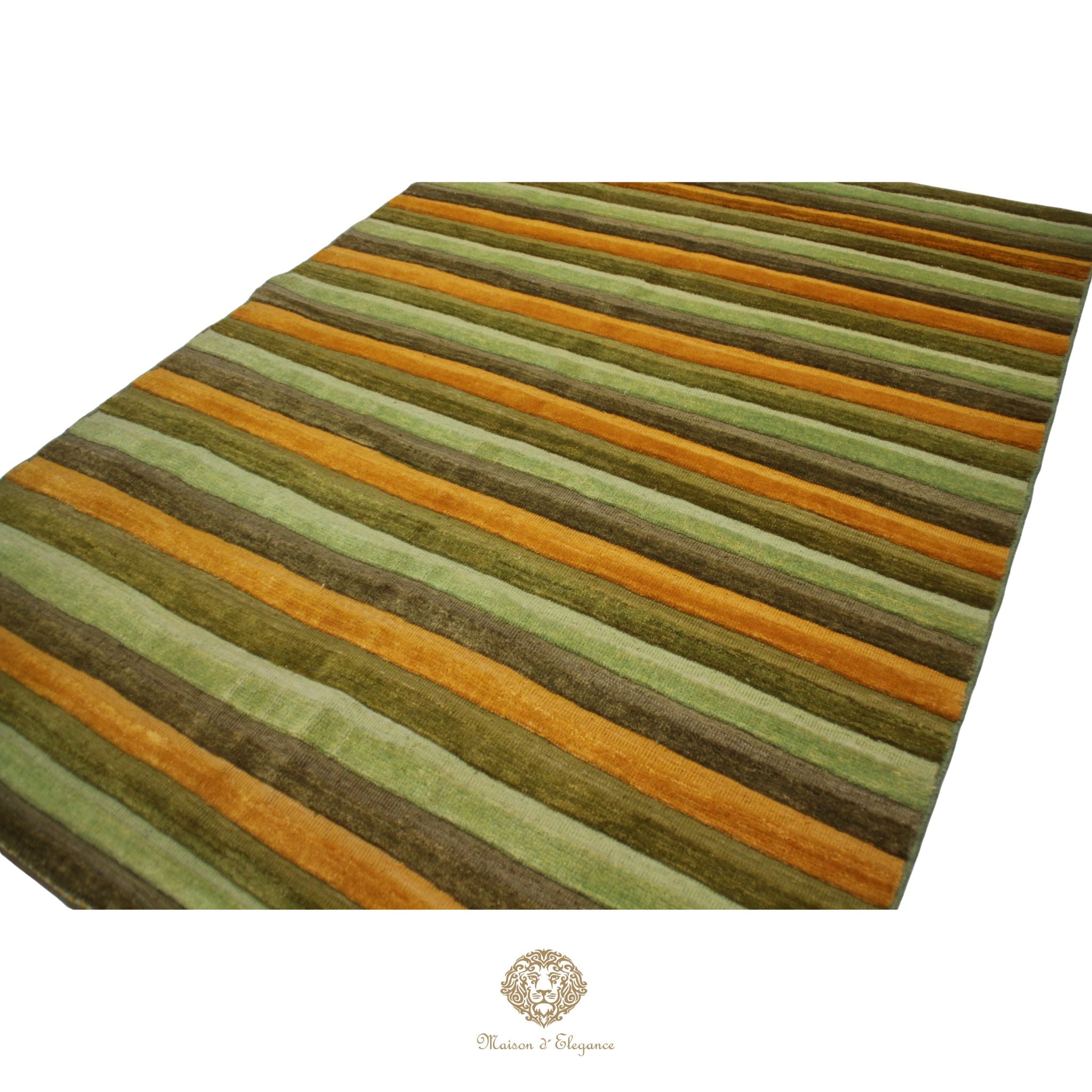 Alfombra Lana Moderna a Rayas | Diseño Geométrico Tejida a Mano 206 x 150 cm