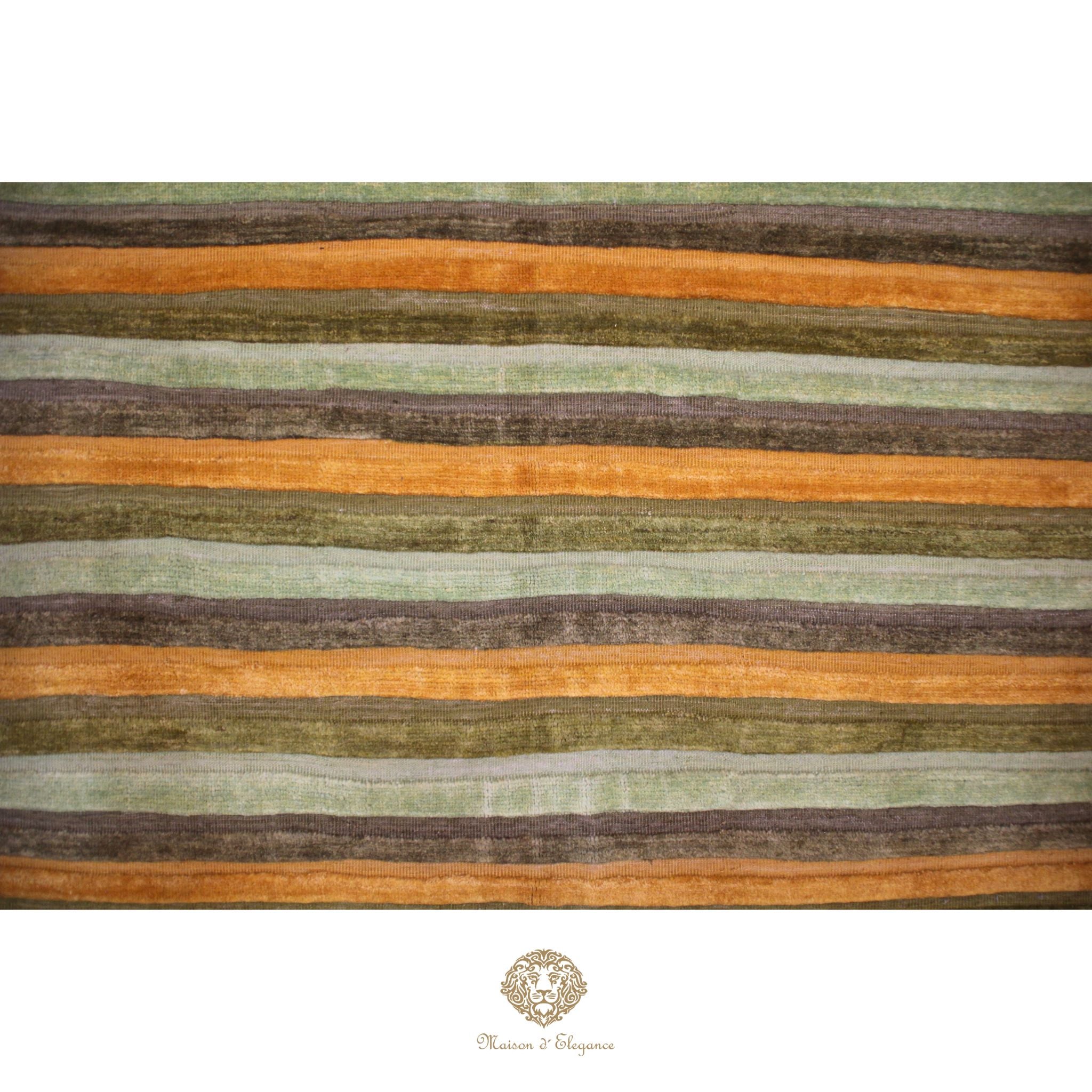 Alfombra Lana Moderna a Rayas | Diseño Geométrico Tejida a Mano 206 x 150 cm