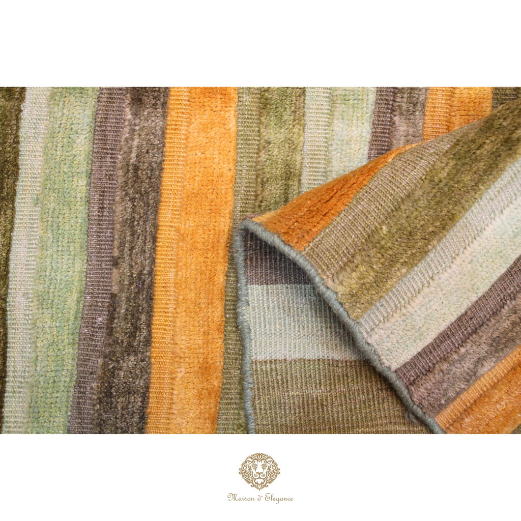 Alfombra Lana Moderna a Rayas | Diseño Geométrico Tejida a Mano 206 x 150 cm