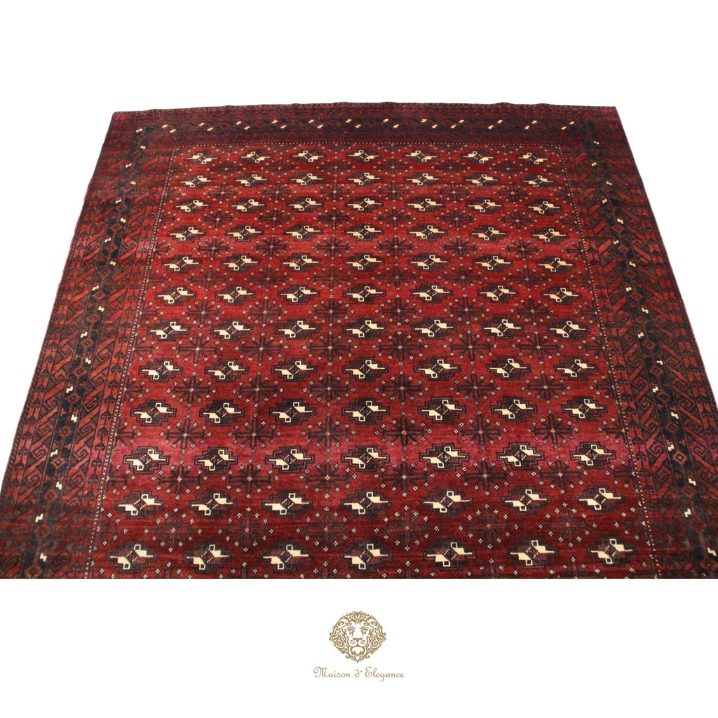 Alfombra Lana Color Bordó Diseño patrones geométricos 310 x 195 cm