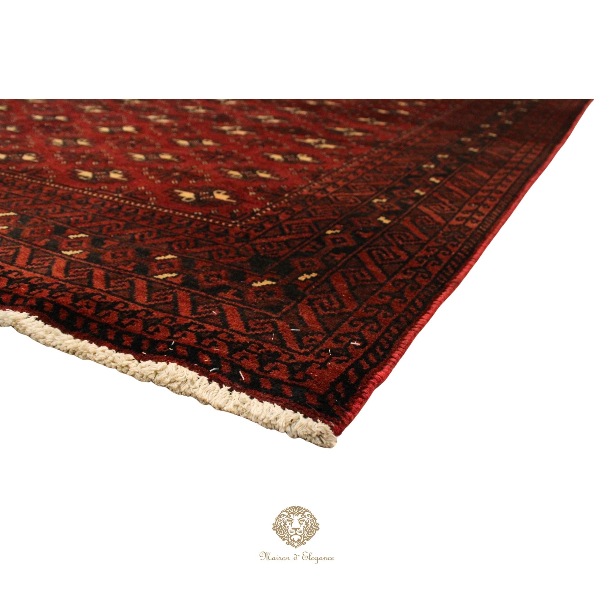 Alfombra Lana Color Bordó Diseño patrones geométricos 310 x 195 cm