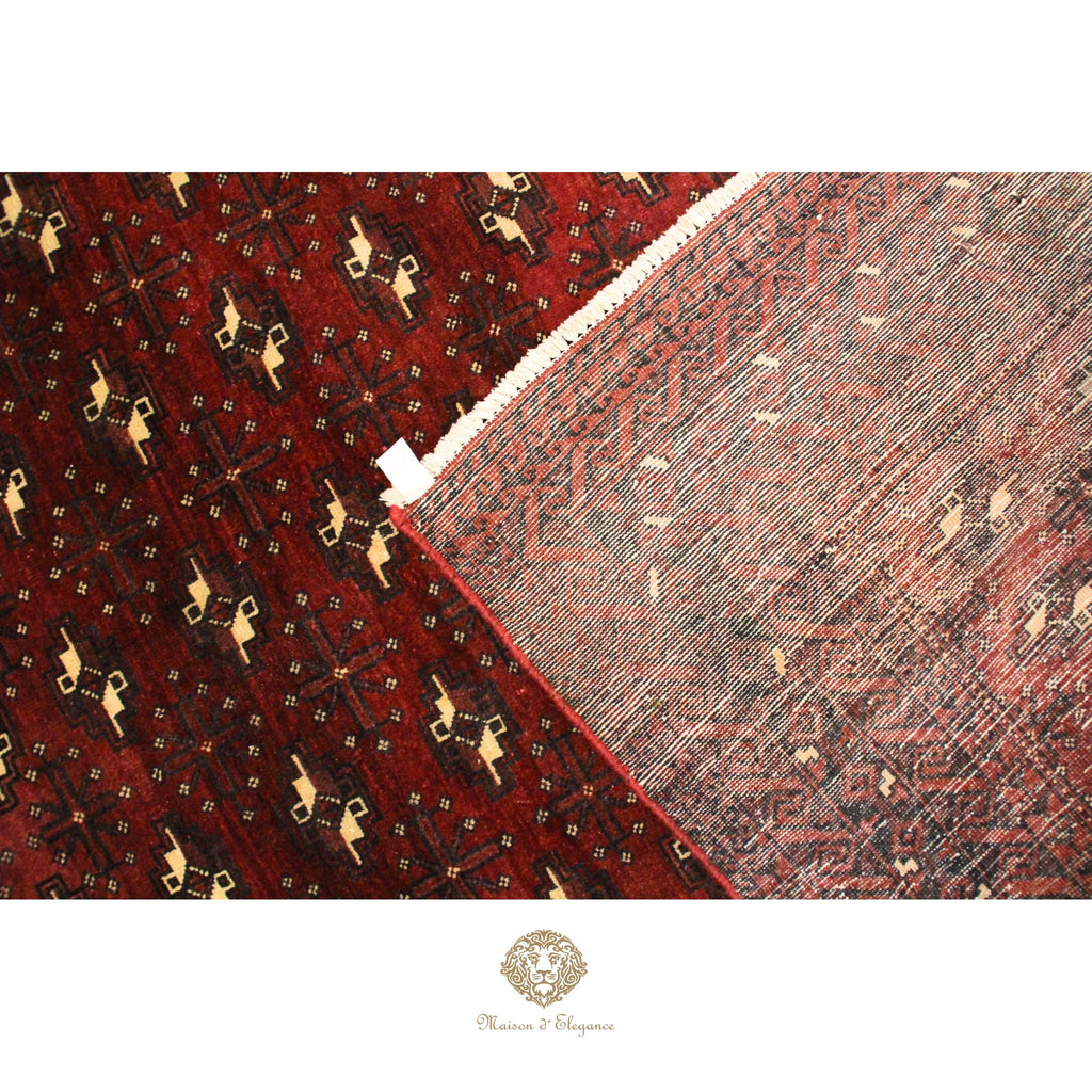 Alfombra Lana Color Bordó Diseño patrones geométricos 310 x 195 cm