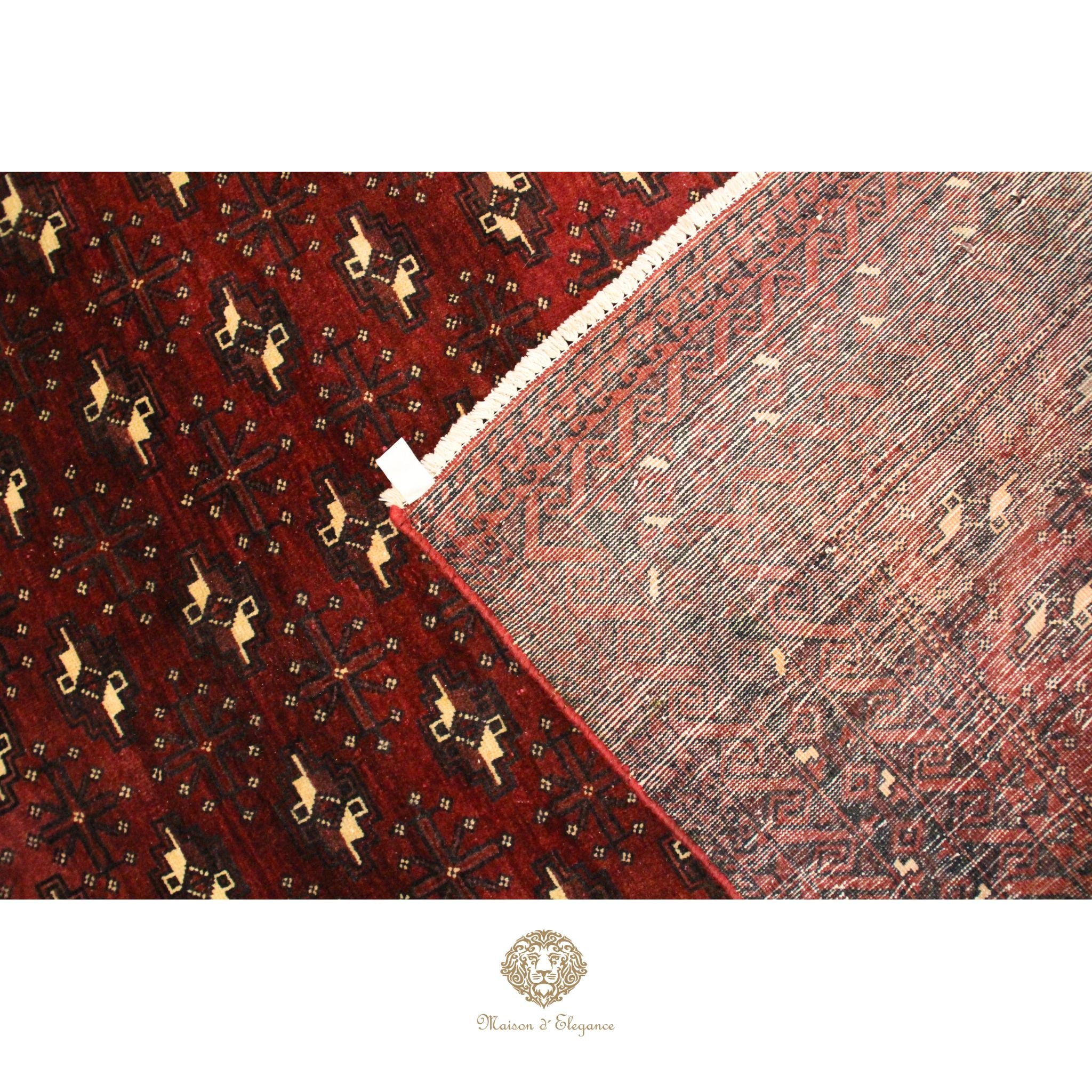 Alfombra Lana Color Bordó Diseño patrones geométricos 310 x 195 cm