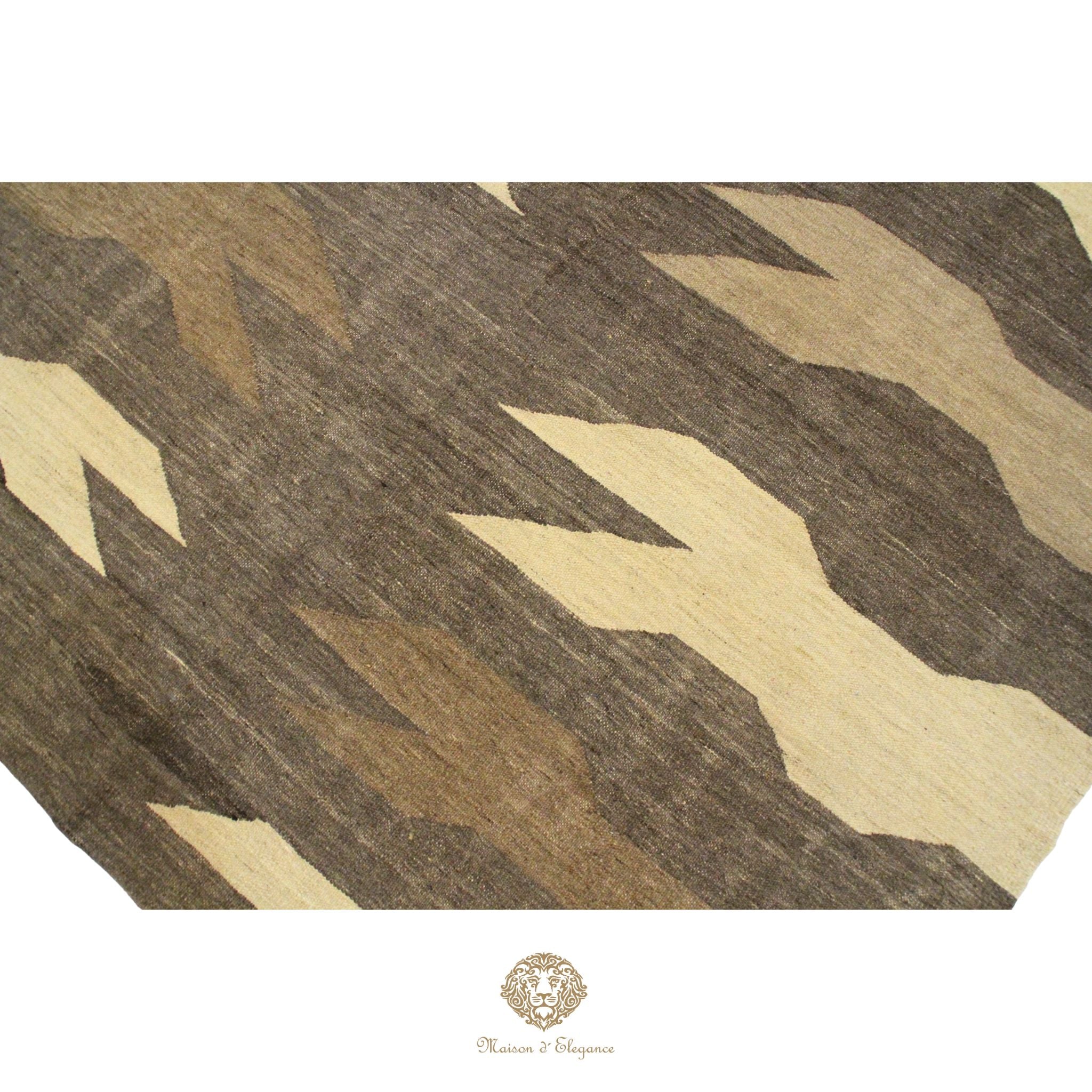 Alfombra Soumak Lana Zigzag Colores Neutros y Tierra 238 x 174 cm