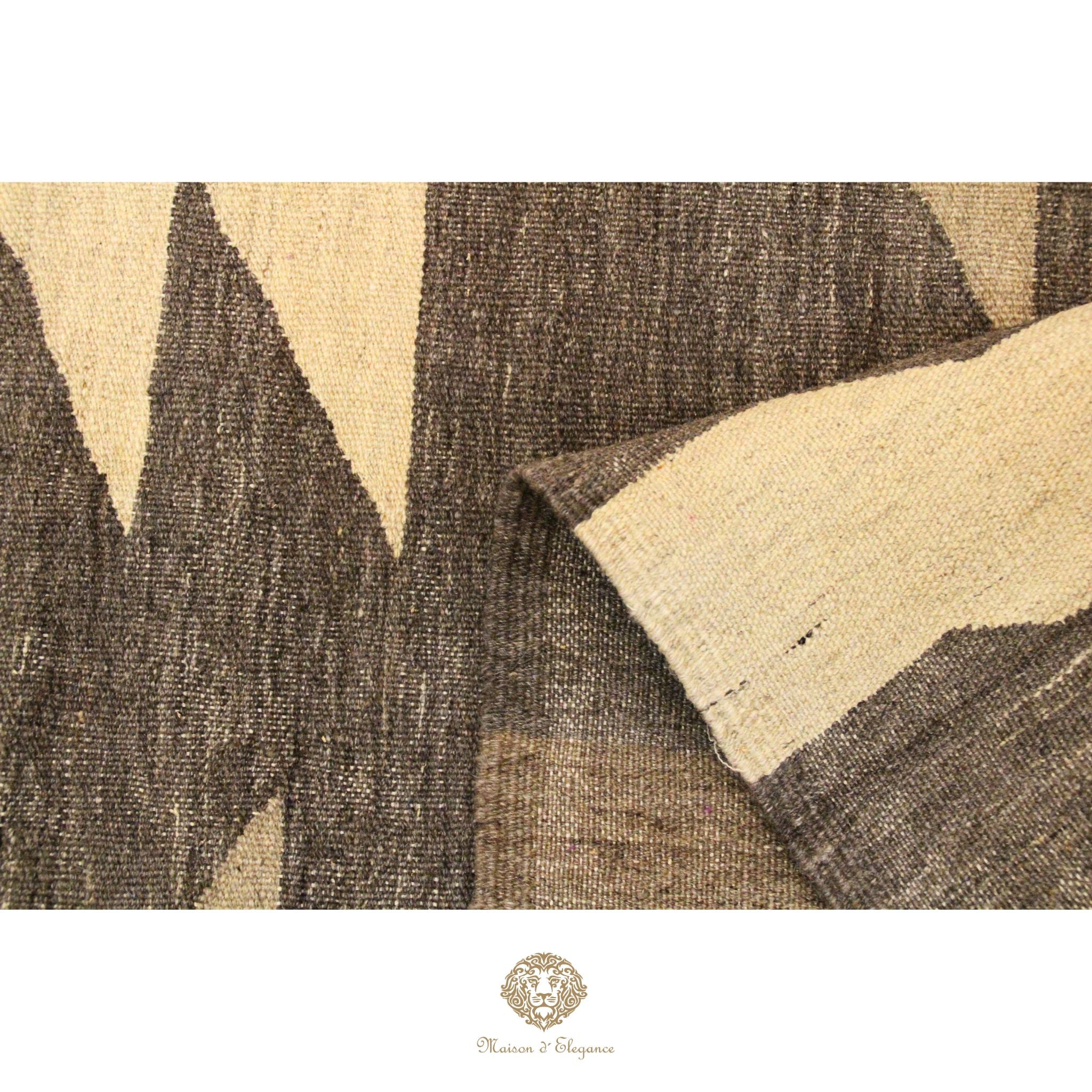 Alfombra Soumak Lana Zigzag Colores Neutros y Tierra 238 x 174 cm