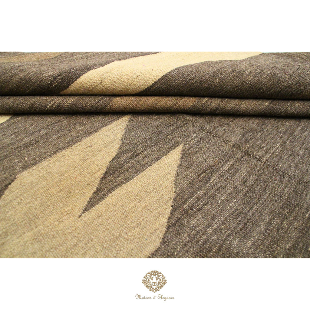 Alfombra Soumak Lana Zigzag Colores Neutros y Tierra 238 x 174 cm