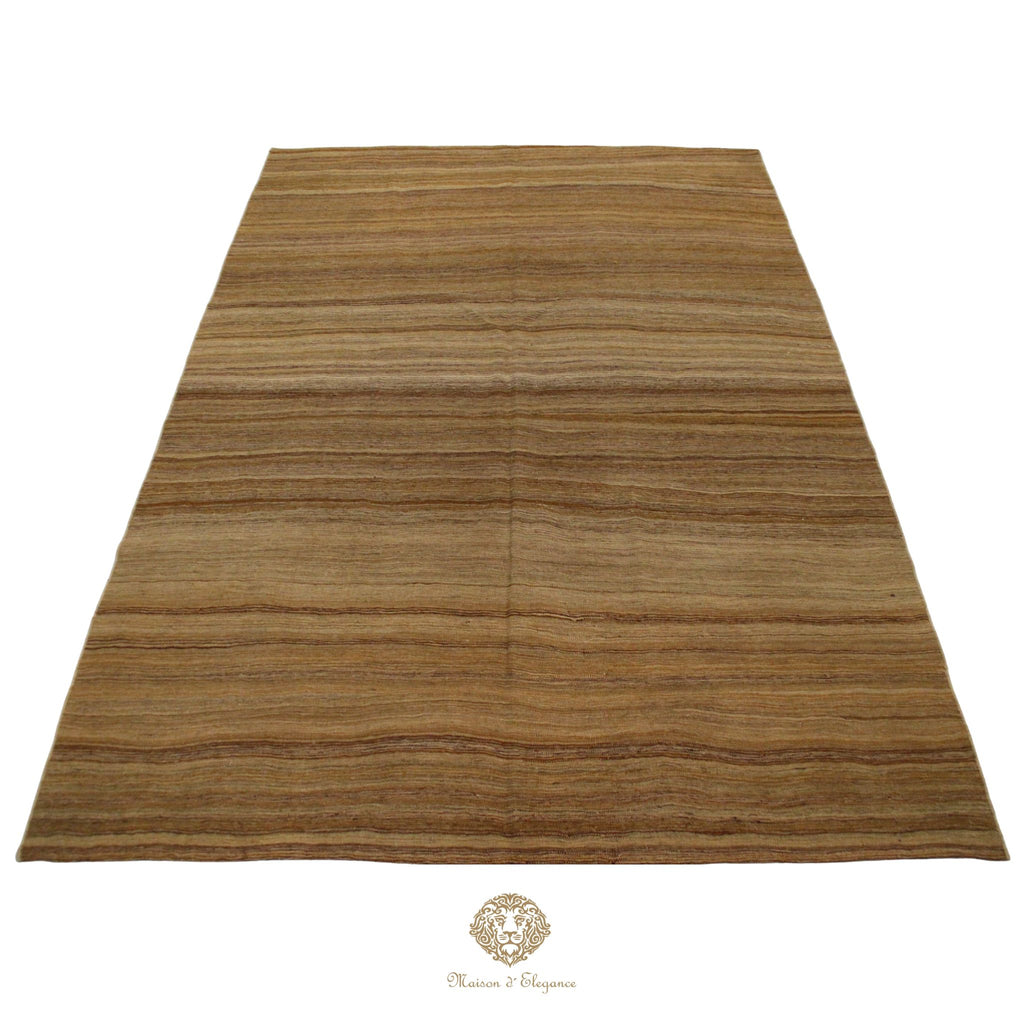 Alfombra Soumak Lana Lisa Color Neutro Tejido Plano 305 x 214 cm