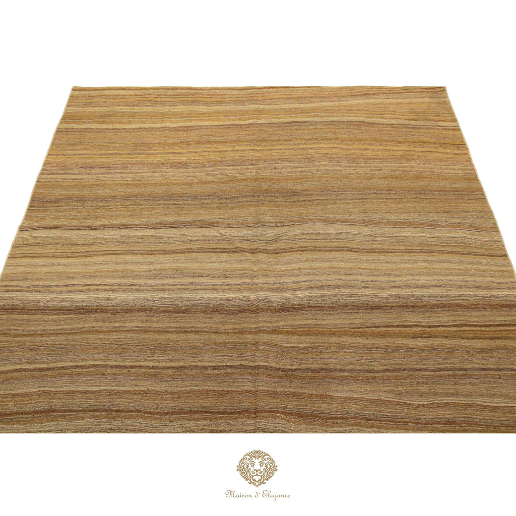 Alfombra Soumak Lana Lisa Color Neutro Tejido Plano 305 x 214 cm