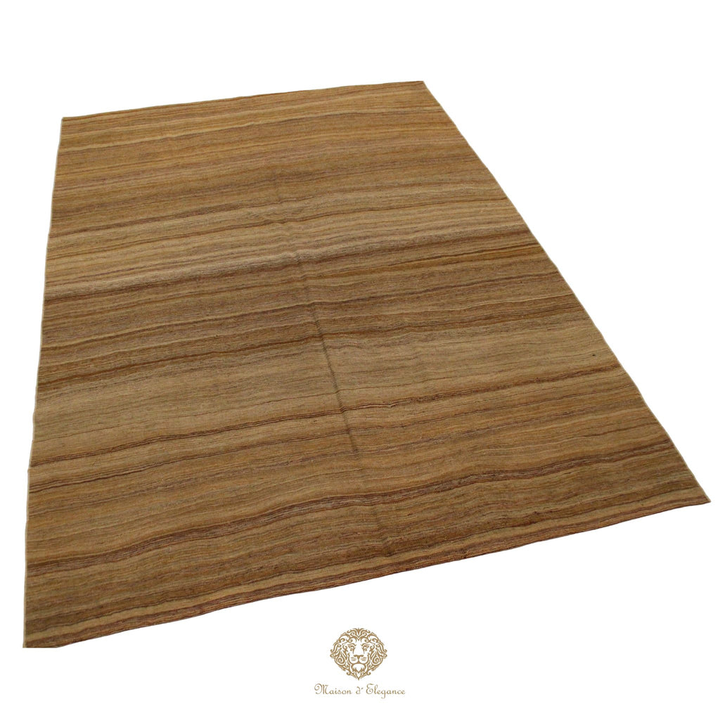 Alfombra Soumak Lana Lisa Color Neutro Tejido Plano 305 x 214 cm