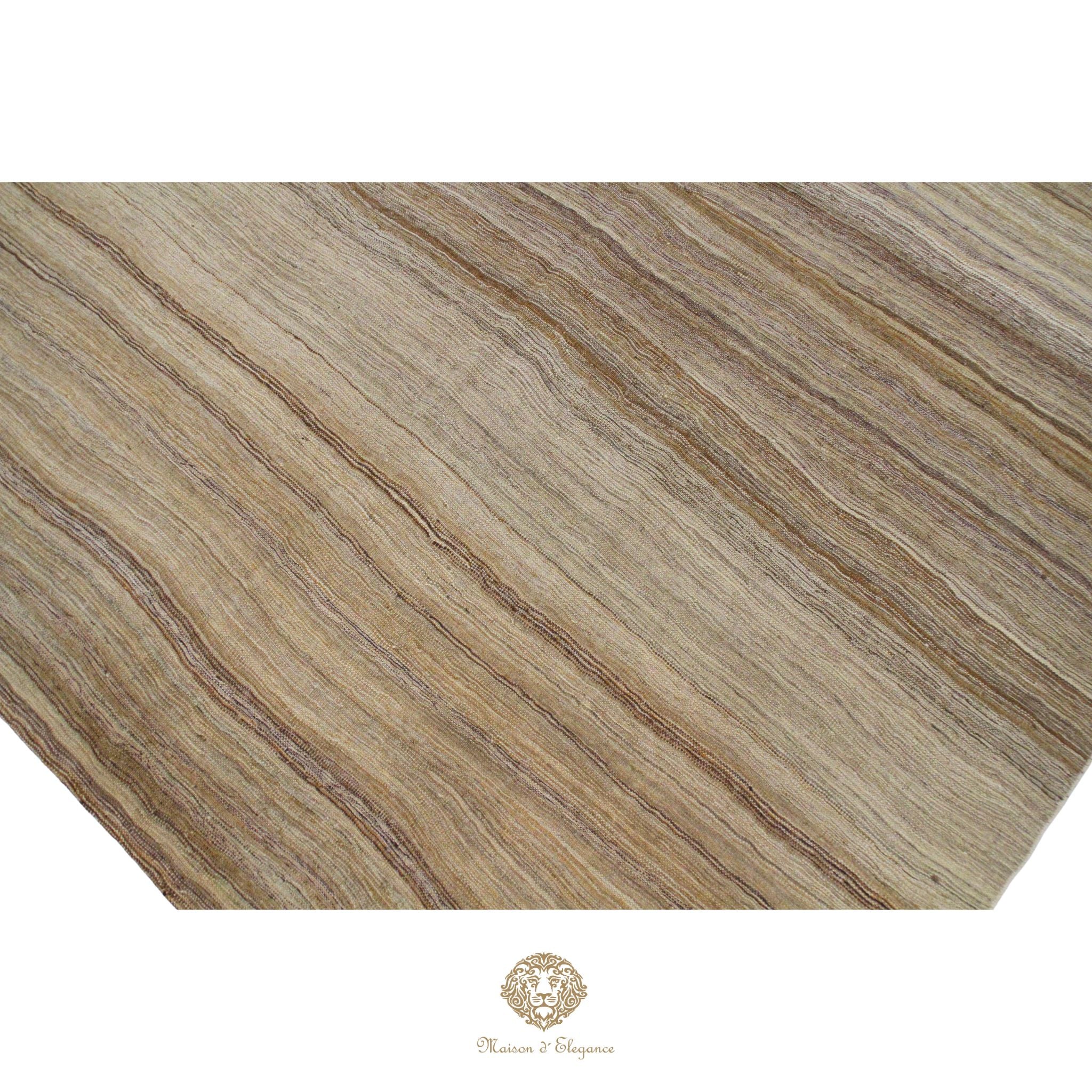 Alfombra Soumak Lana Lisa Color Neutro Tejido Plano 305 x 214 cm