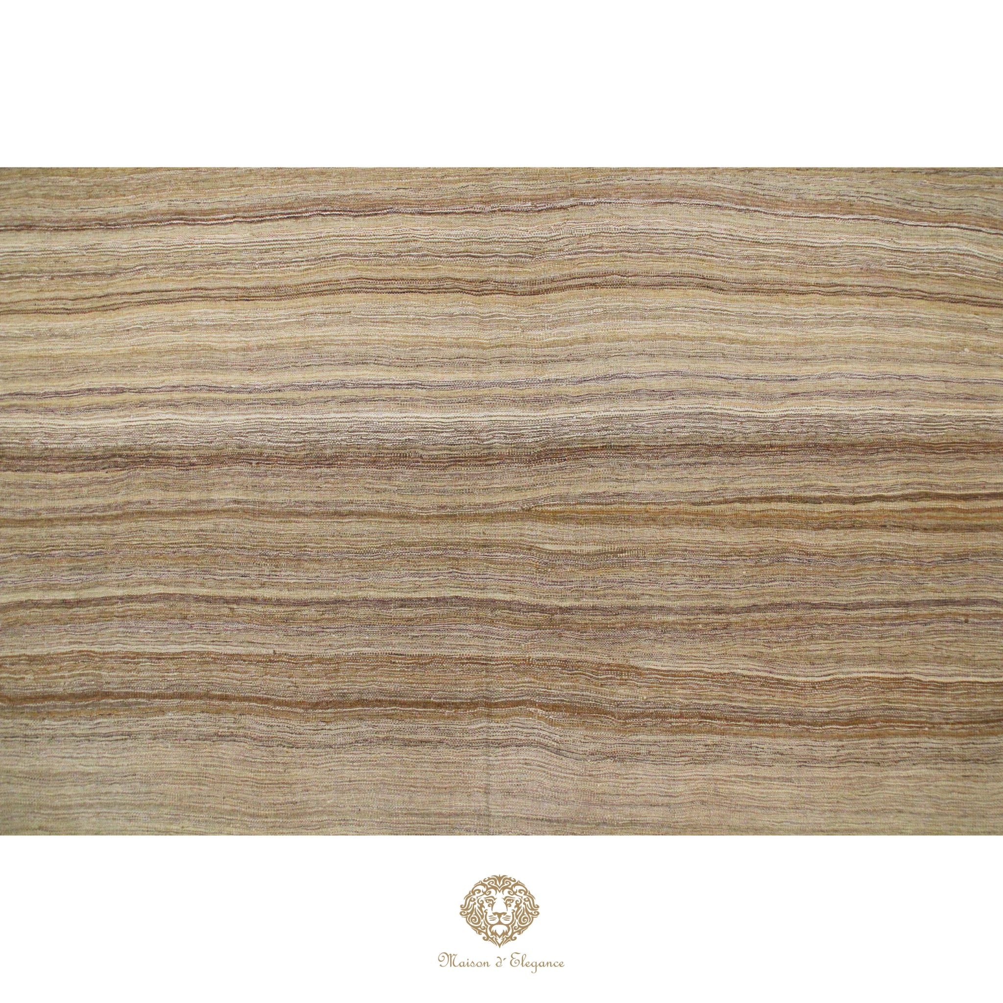 Alfombra Soumak Lana Lisa Color Neutro Tejido Plano 305 x 214 cm