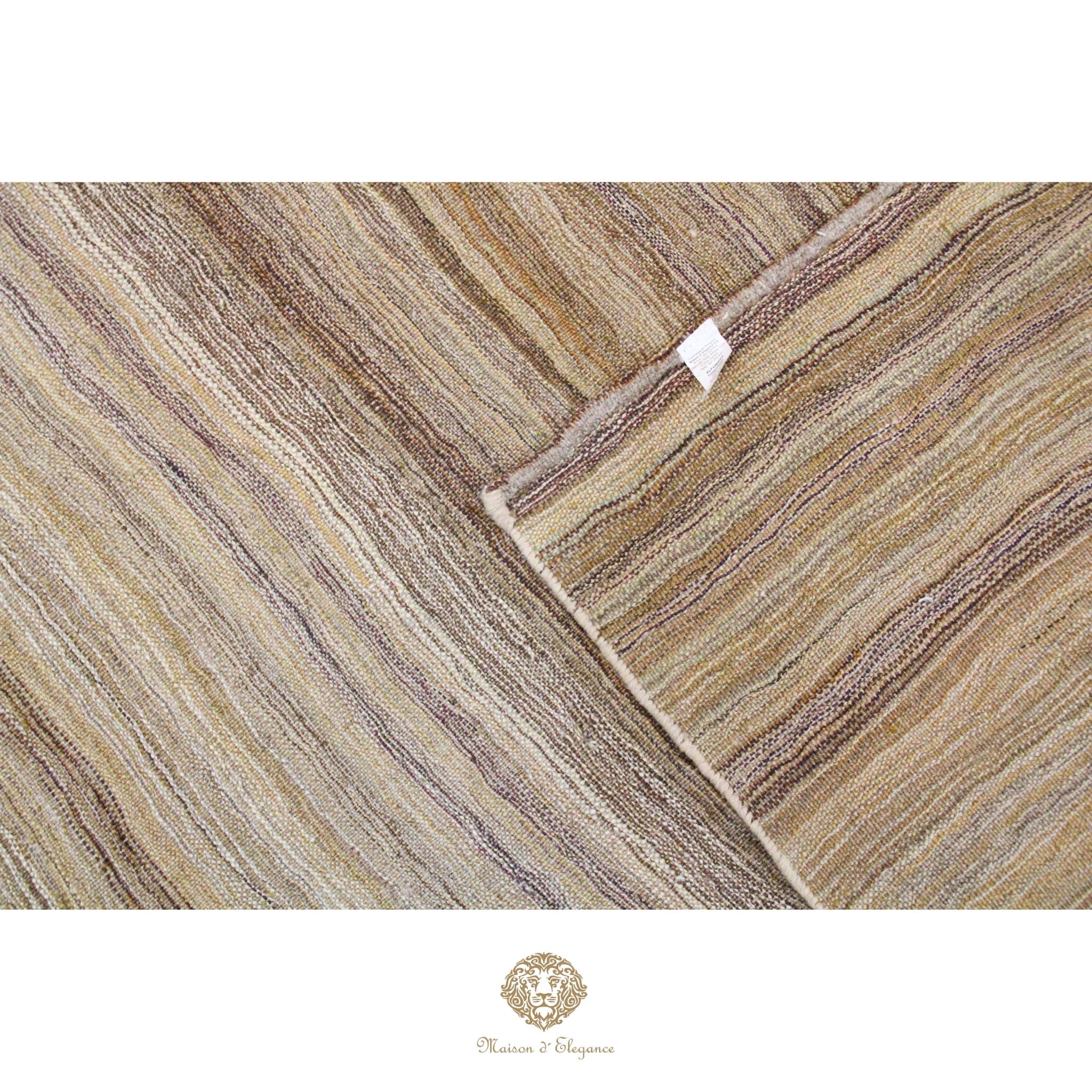 Alfombra Soumak Lana Lisa Color Neutro Tejido Plano 305 x 214 cm