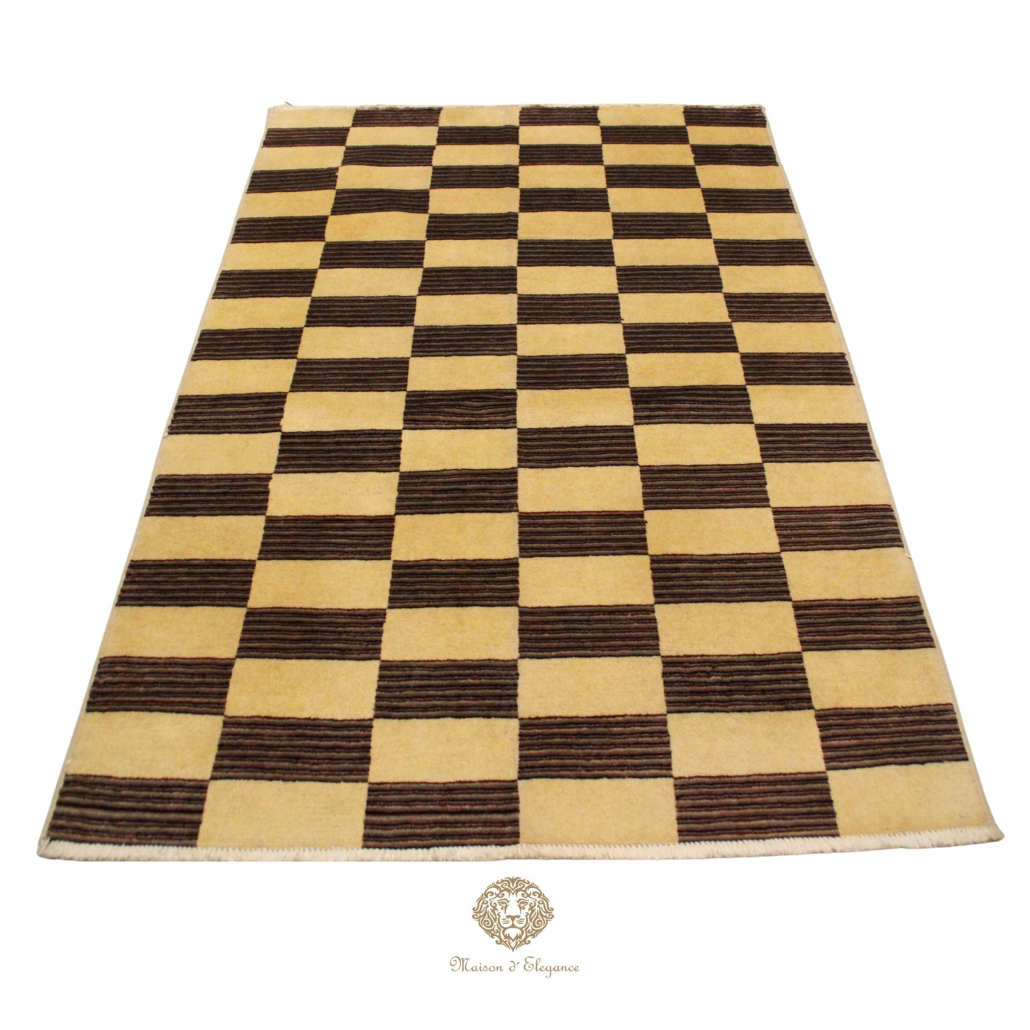 Alfombra de Lana, Diseño Contemporáneo en color Beige 183 x 125 cm