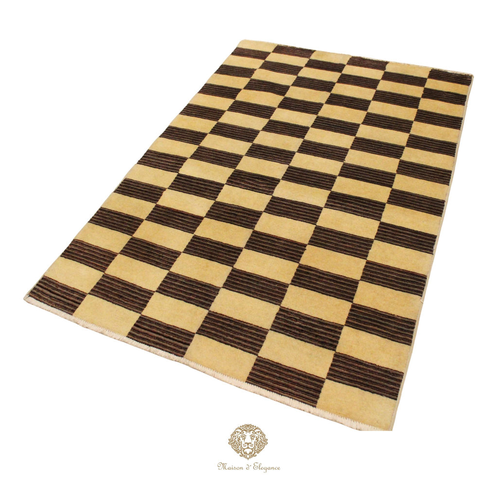 Alfombra de Lana, Diseño Contemporáneo en color Beige 183 x 125 cm