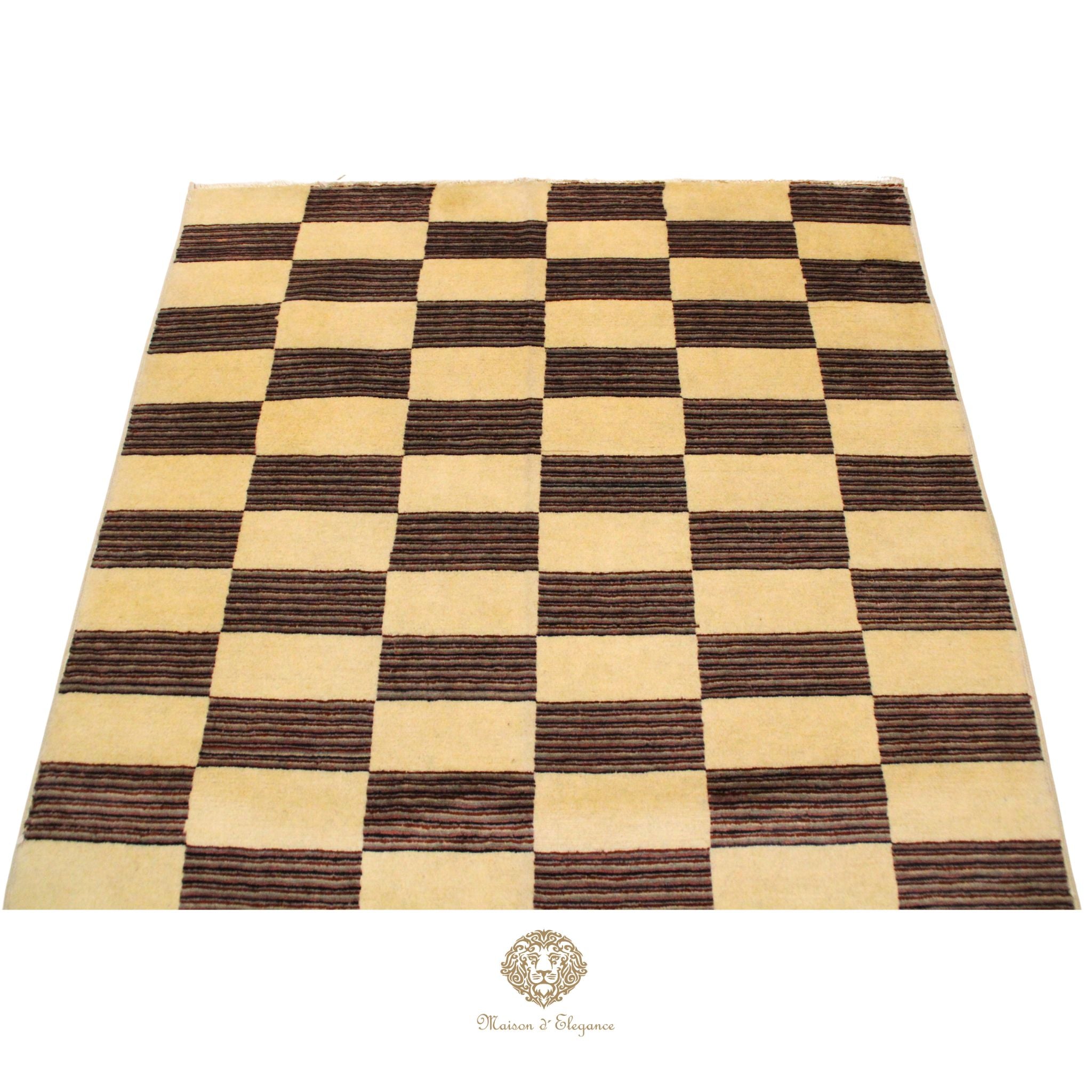 Alfombra de Lana, Diseño Contemporáneo en color Beige 183 x 125 cm