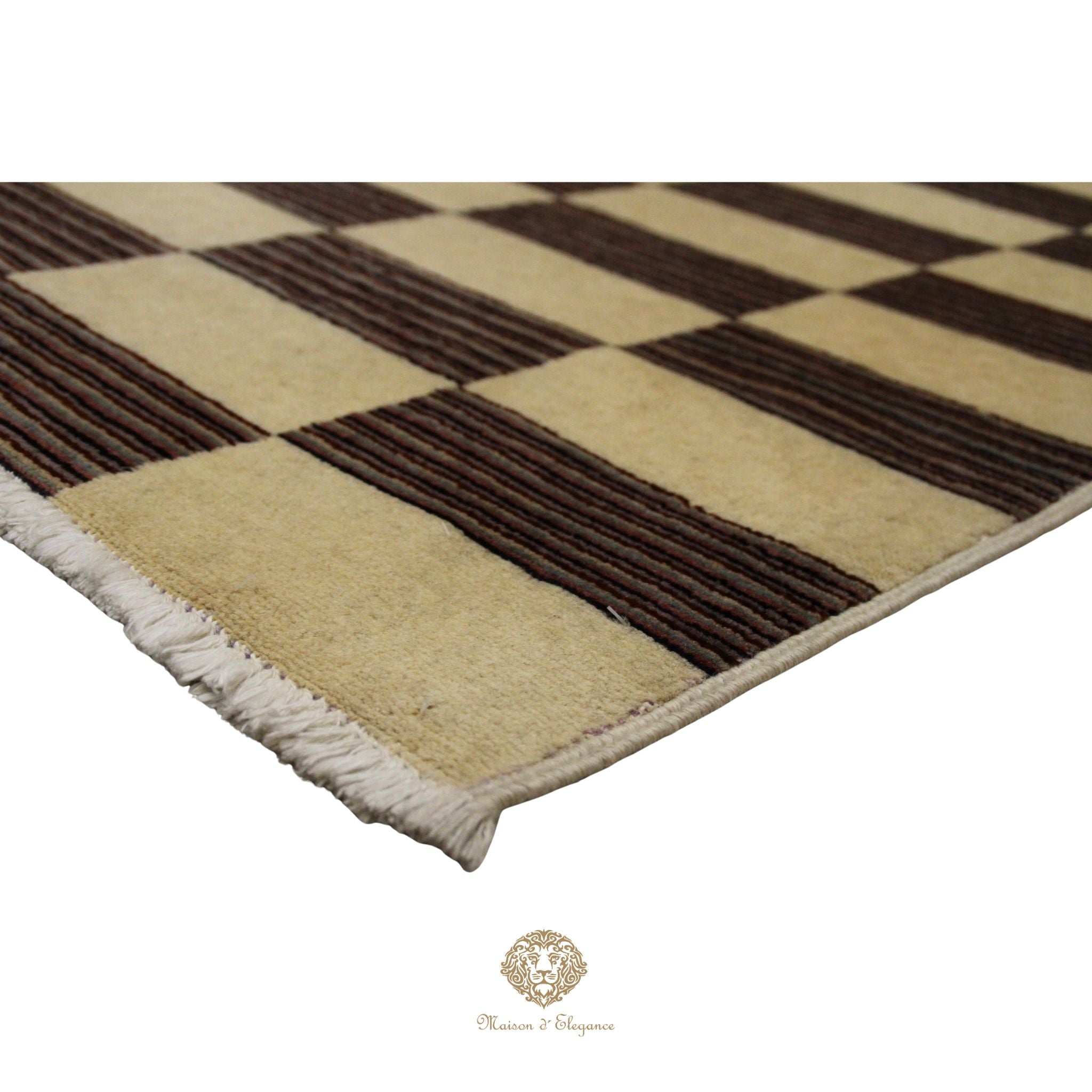 Alfombra de Lana, Diseño Contemporáneo en color Beige 183 x 125 cm