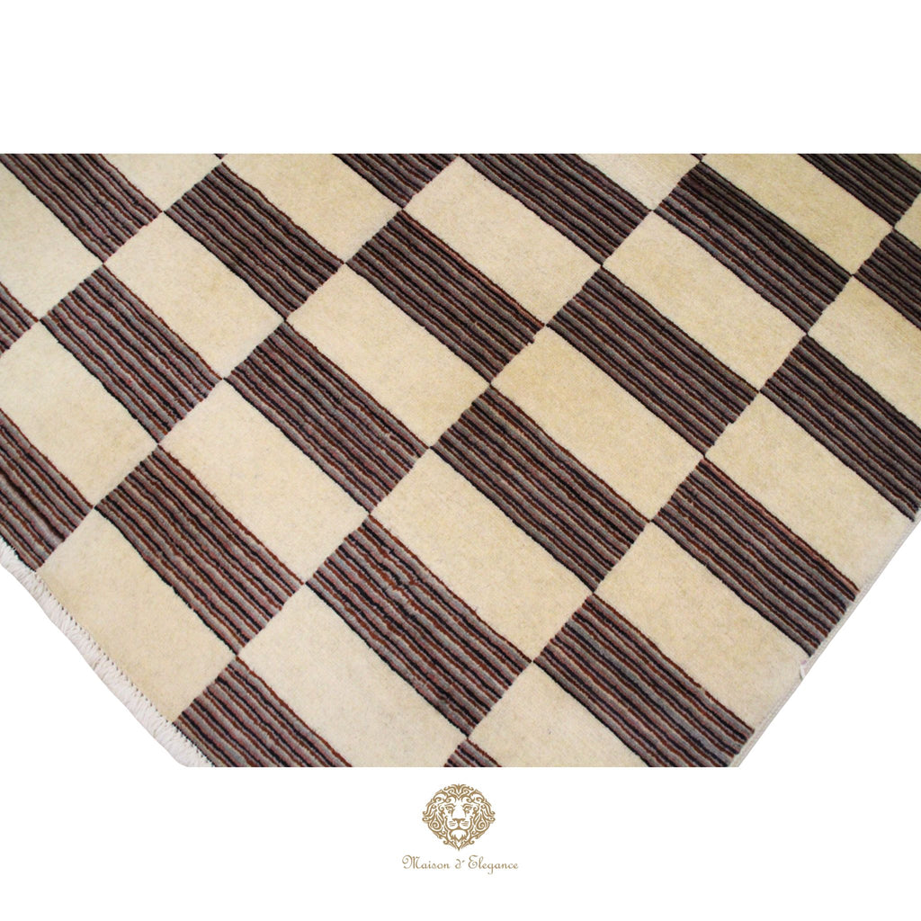 Alfombra de Lana, Diseño Contemporáneo en color Beige 183 x 125 cm