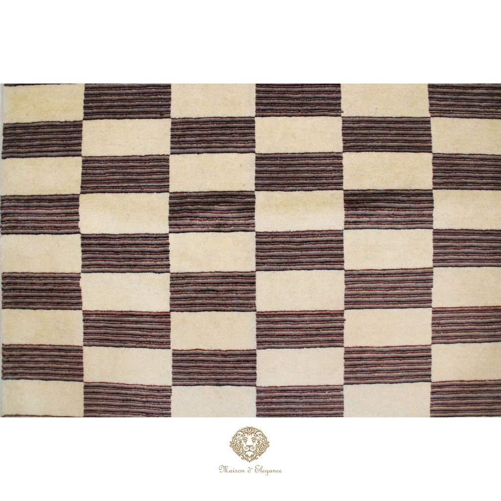 Alfombra de Lana, Diseño Contemporáneo en color Beige 183 x 125 cm