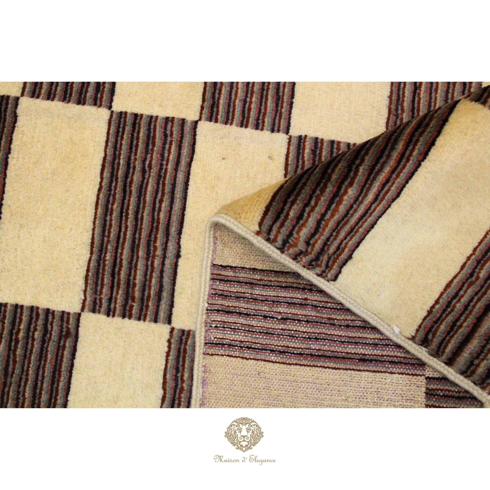 Alfombra de Lana, Diseño Contemporáneo en color Beige 183 x 125 cm