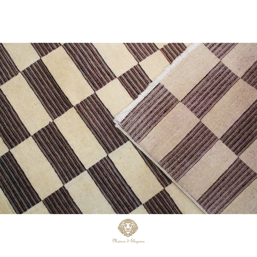 Alfombra de Lana, Diseño Contemporáneo en color Beige 183 x 125 cm