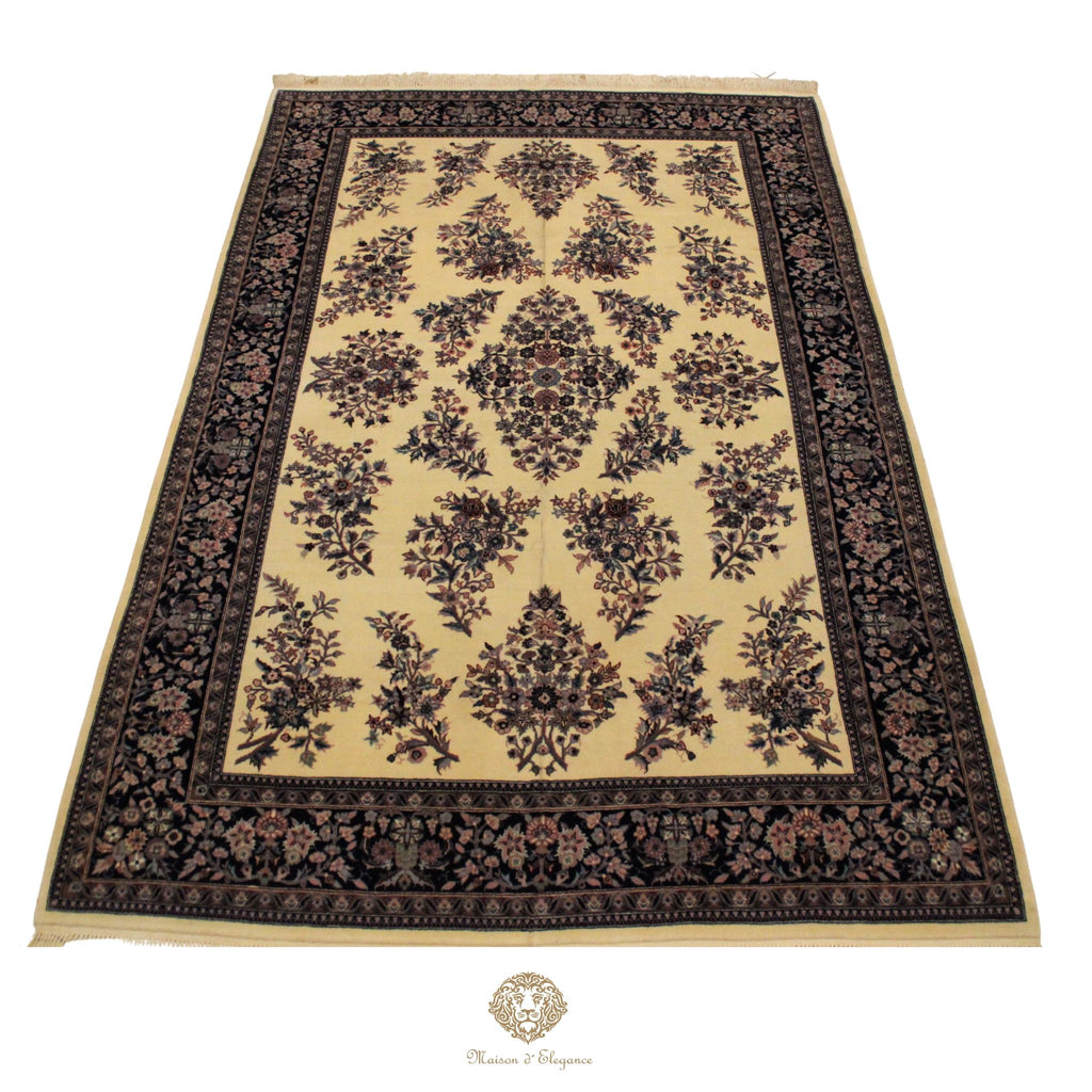 Alfombra Tradicional Lana Diseño Floral Tonos Neutros Hecha a Mano 290 x 185 cm