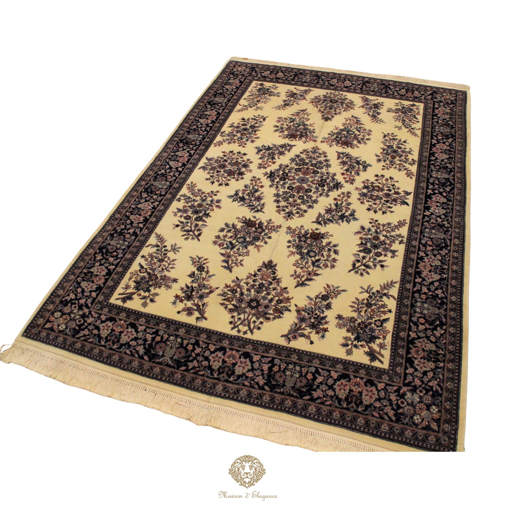 Alfombra Tradicional Lana Diseño Floral Tonos Neutros Hecha a Mano 290 x 185 cm