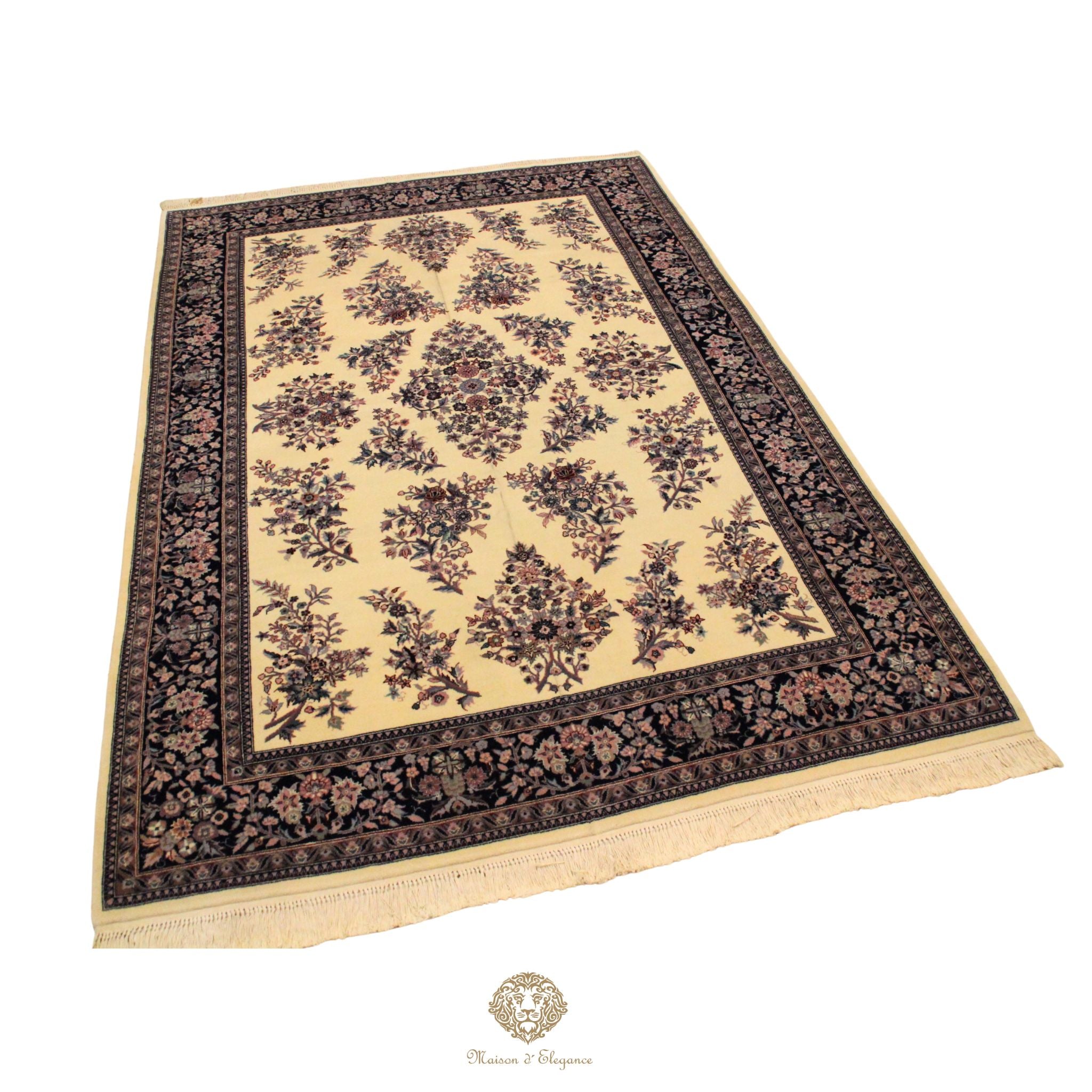 Alfombra Tradicional Lana Diseño Floral Tonos Neutros Hecha a Mano 290 x 185 cm