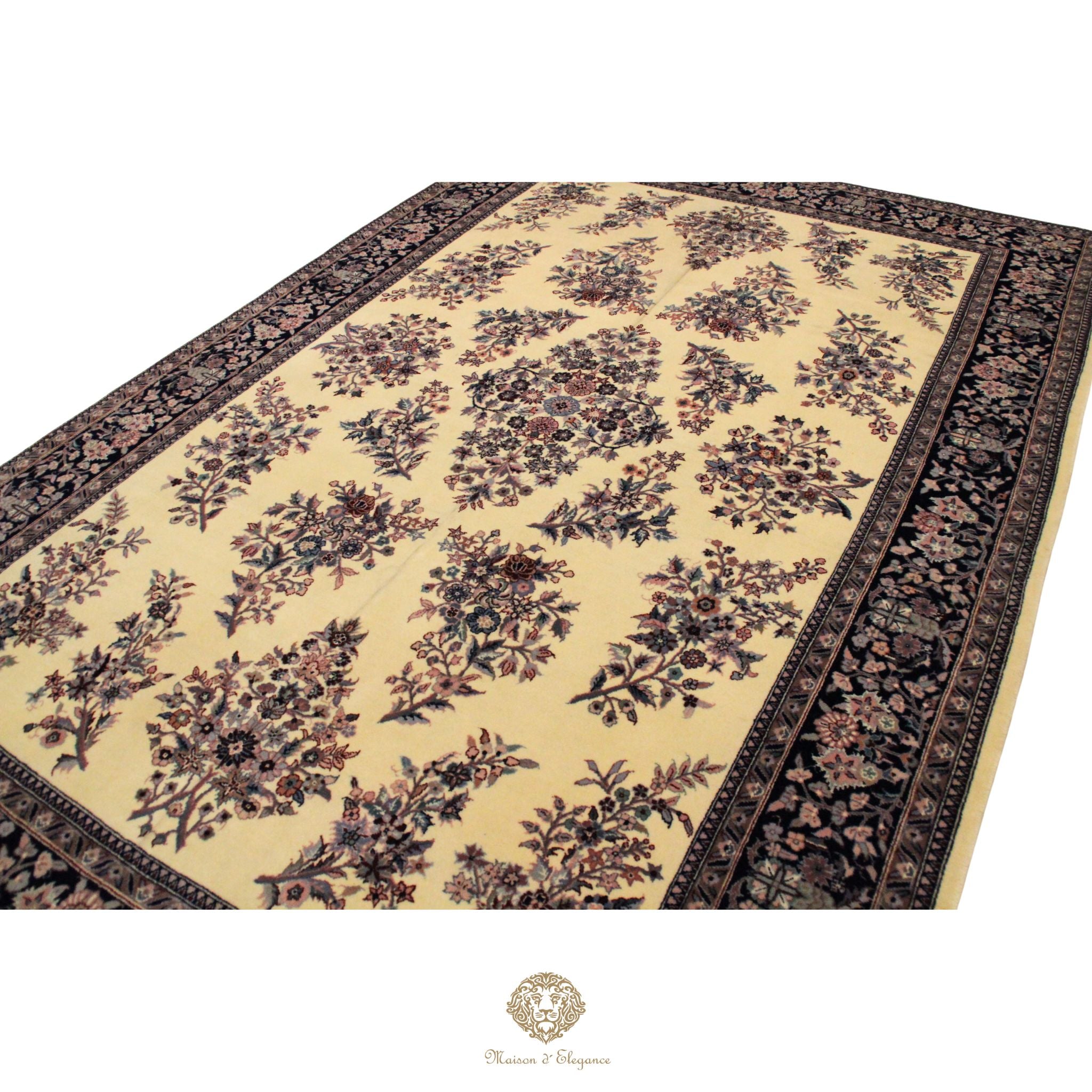 Alfombra Tradicional Lana Diseño Floral Tonos Neutros Hecha a Mano 290 x 185 cm