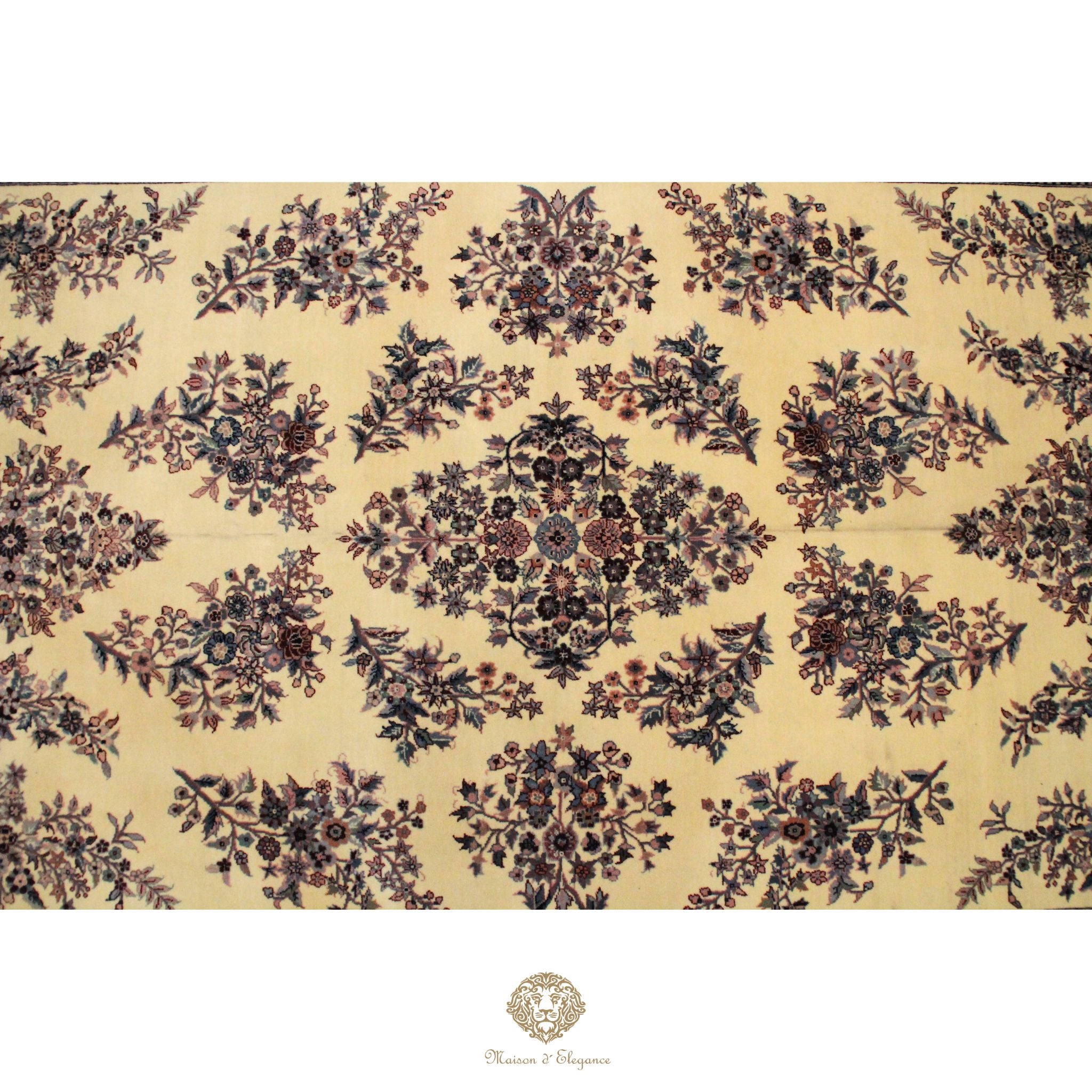 Alfombra Tradicional Lana Diseño Floral Tonos Neutros Hecha a Mano 290 x 185 cm