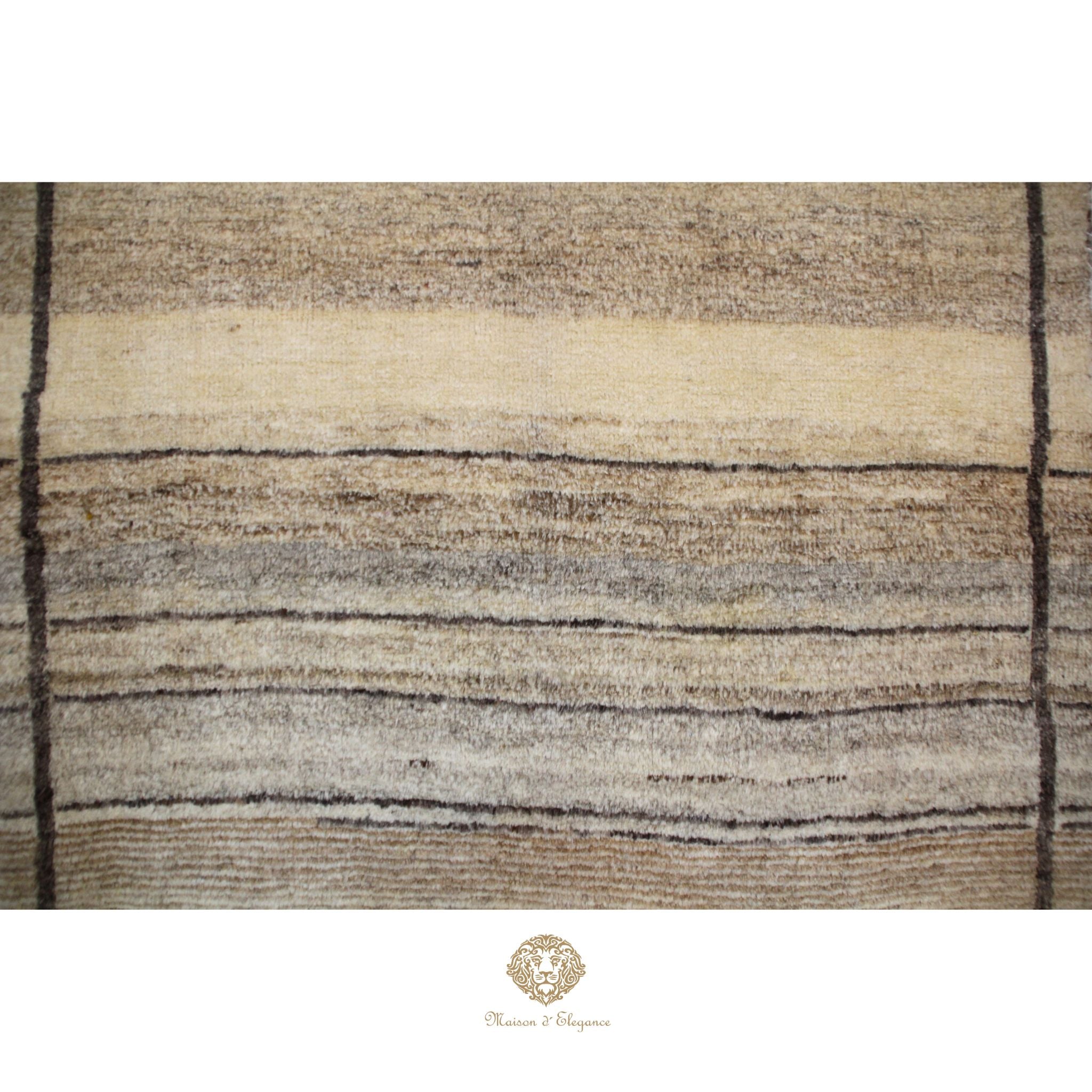 Alfombra Moderna Lana Natural Degradación Colores Neutros 163 x 93 cm