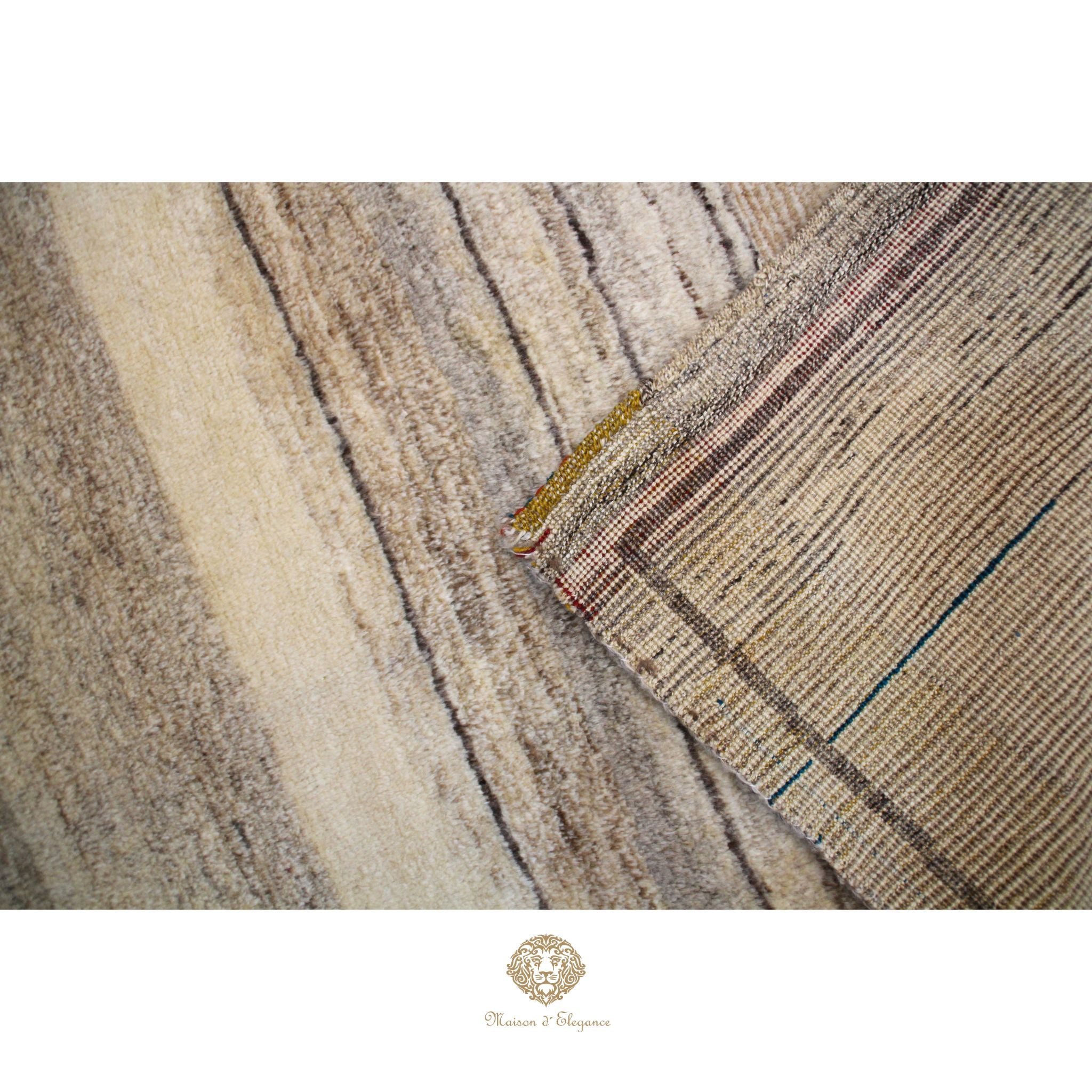 Alfombra Moderna Lana Natural Degradación Colores Neutros 163 x 93 cm