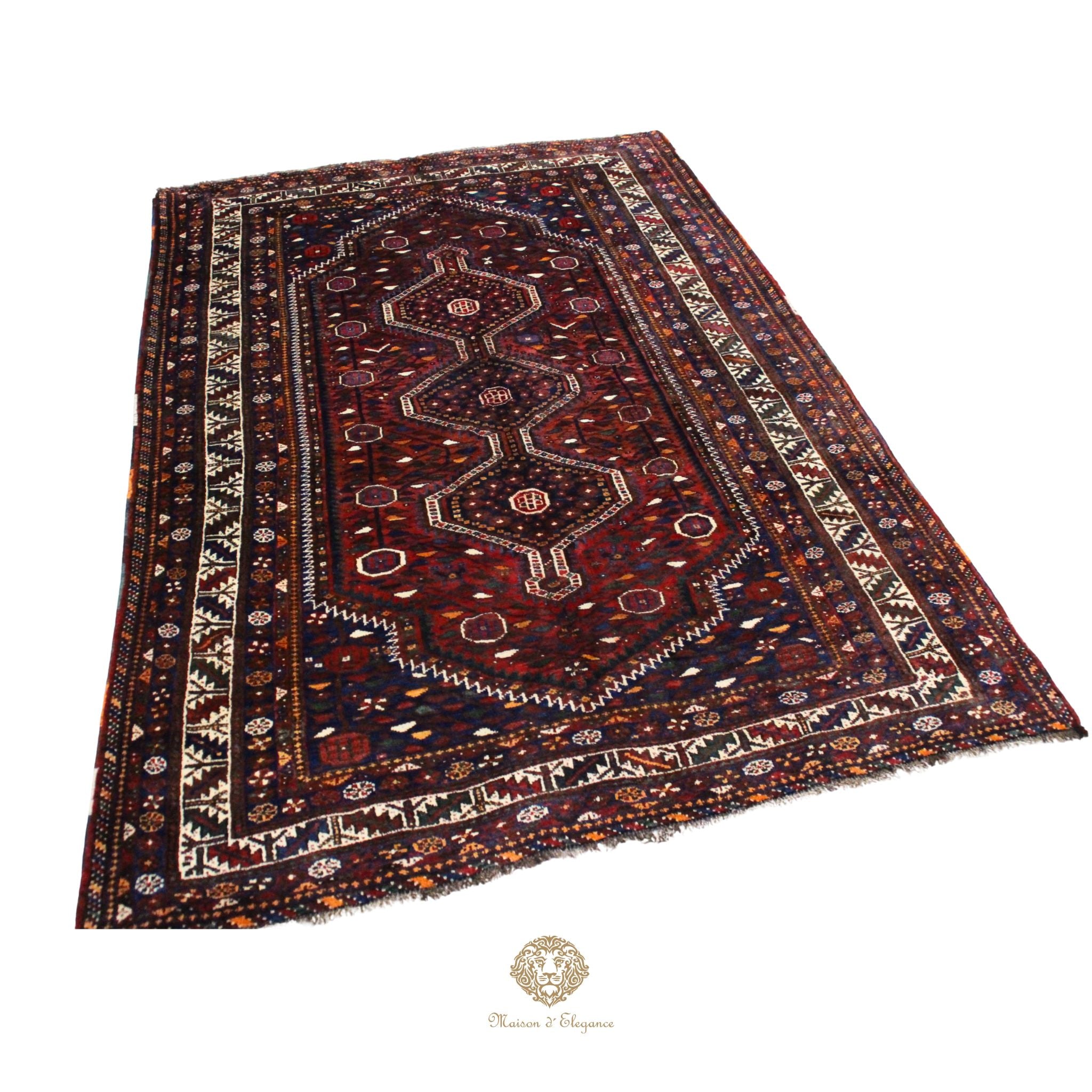 Alfombra Qashqai Lana Diseño Tribal Persa Auténtica 306 x 206 cm