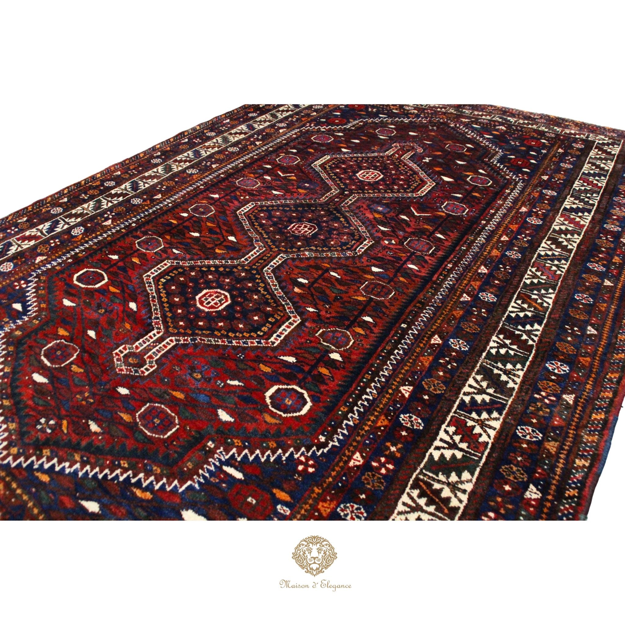 Alfombra Qashqai Lana Diseño Tribal Persa Auténtica 306 x 206 cm