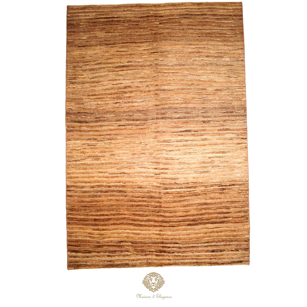 Alfombra Contemporánea de Lana con Diseño a Rayas y Relieve Texturizado, Hecha a Mano 249 x 169 cm