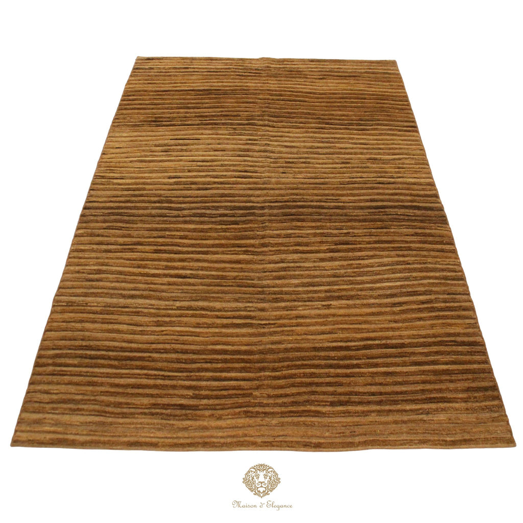 Alfombra Contemporánea de Lana con Diseño a Rayas y Relieve Texturizado, Hecha a Mano 249 x 169 cm