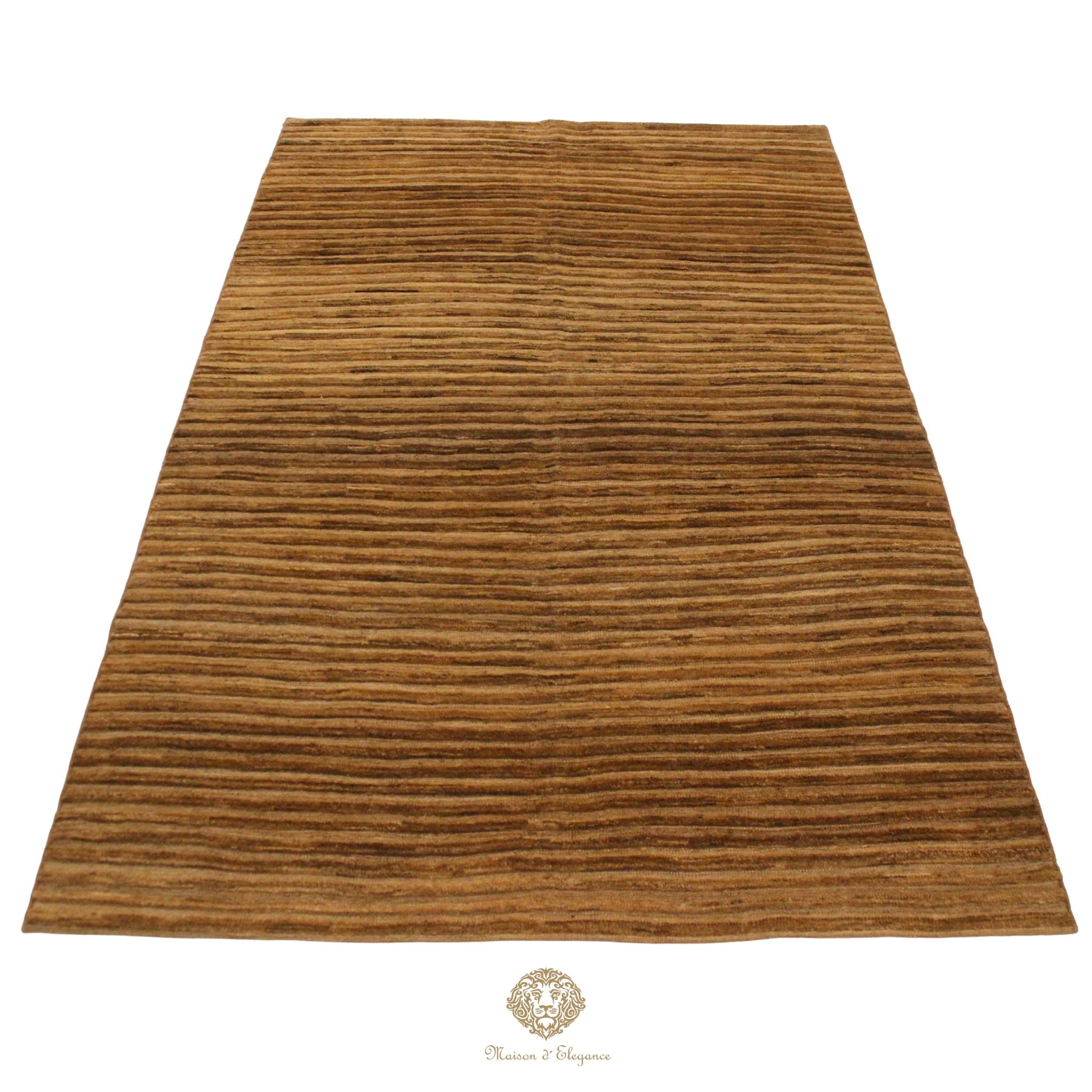 Alfombra Contemporánea de Lana con Diseño a Rayas y Relieve Texturizado, Hecha a Mano 249 x 169 cm