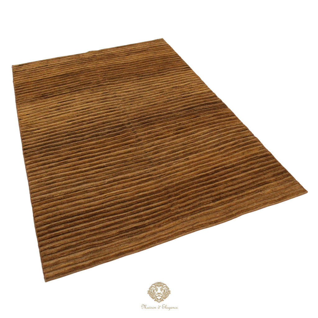 Alfombra Contemporánea de Lana con Diseño a Rayas y Relieve Texturizado, Hecha a Mano 249 x 169 cm