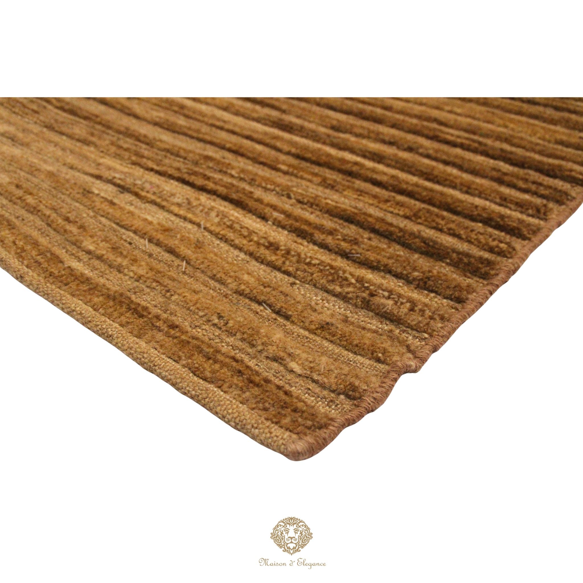 Alfombra Contemporánea de Lana con Diseño a Rayas y Relieve Texturizado, Hecha a Mano 249 x 169 cm