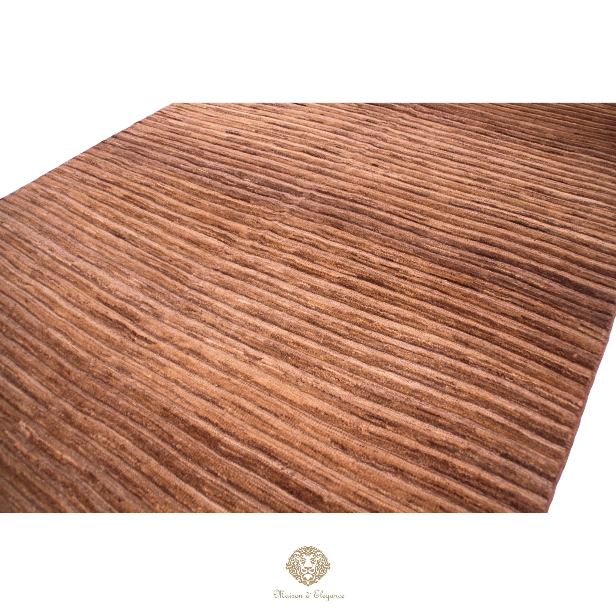 Alfombra Contemporánea de Lana con Diseño a Rayas y Relieve Texturizado, Hecha a Mano 249 x 169 cm