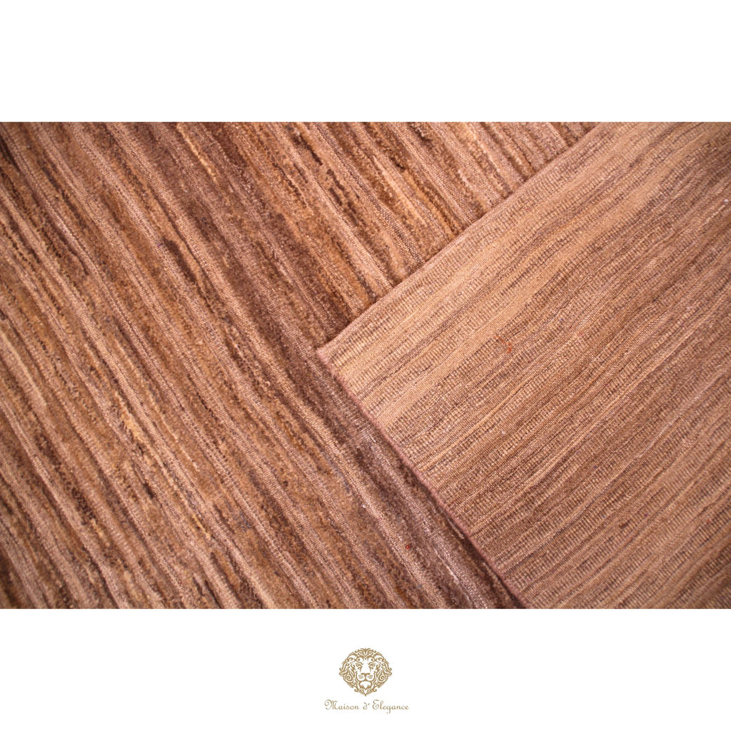 Alfombra Contemporánea de Lana con Diseño a Rayas y Relieve Texturizado, Hecha a Mano 249 x 169 cm