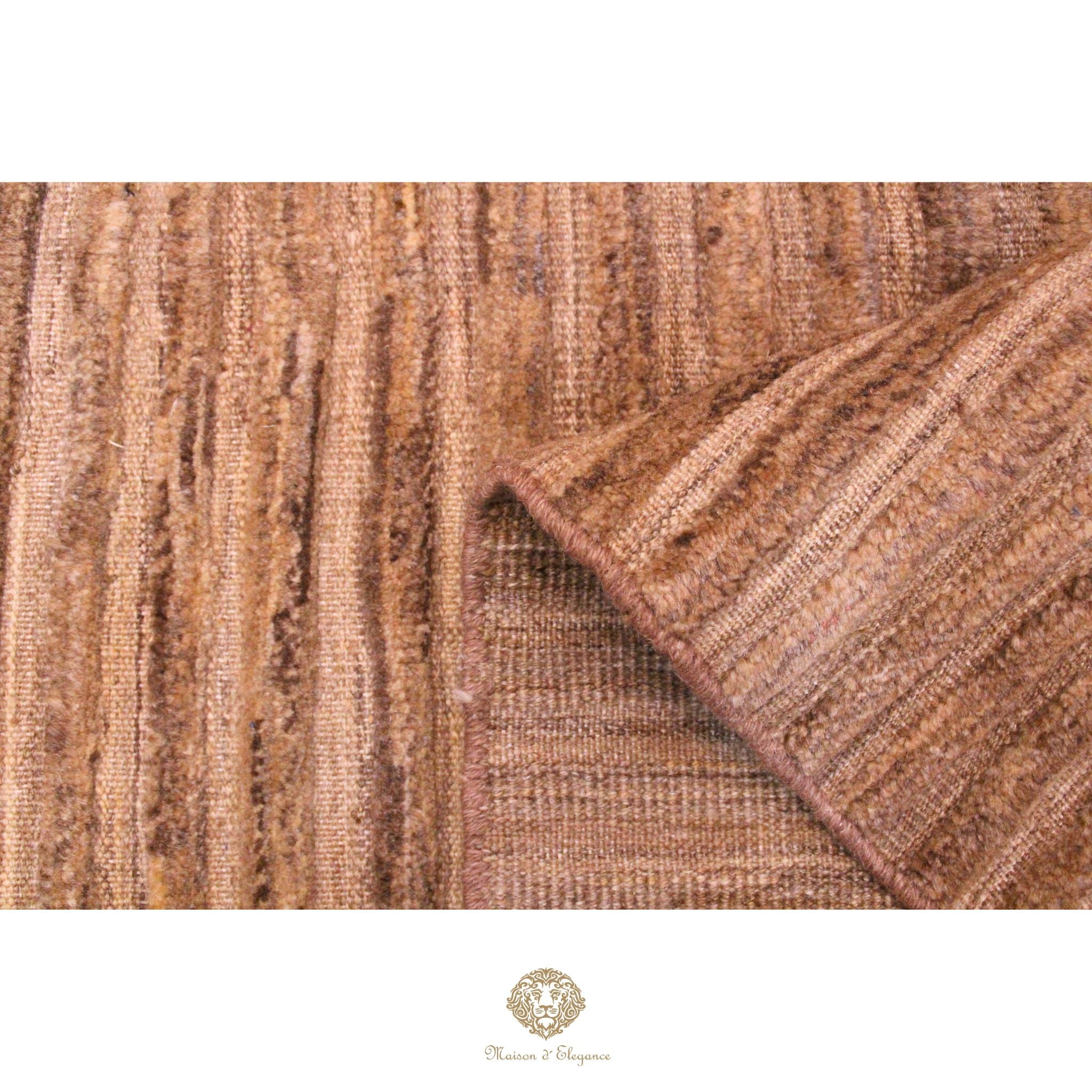 Alfombra Contemporánea de Lana con Diseño a Rayas y Relieve Texturizado, Hecha a Mano 249 x 169 cm