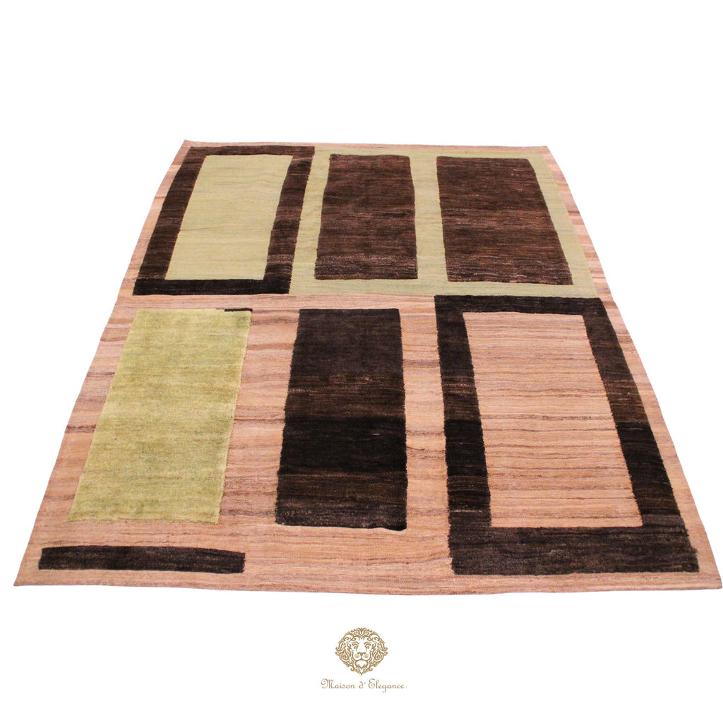 Alfombra Kilim Moderna Lana Natural Diseños Geométricos Tinte Vegetal 255 x 211 cm