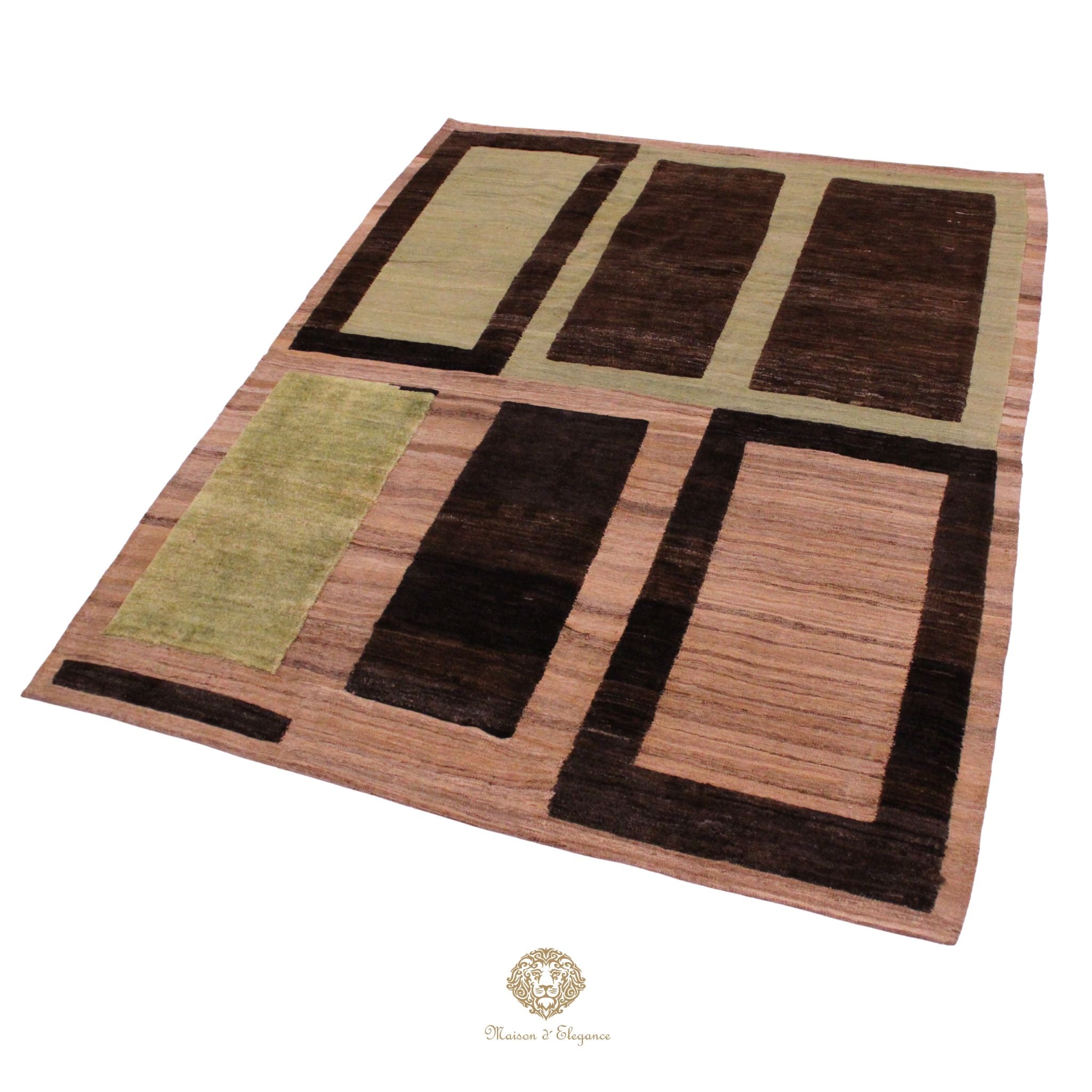 Alfombra Kilim Moderna Lana Natural Diseños Geométricos Tinte Vegetal 255 x 211 cm