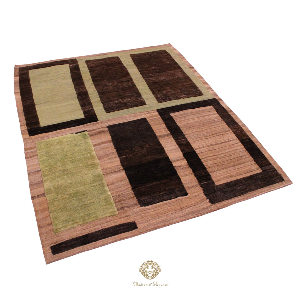 Alfombra Kilim Moderna Lana Natural Diseños Geométricos Tinte Vegetal 255 x 211 cm